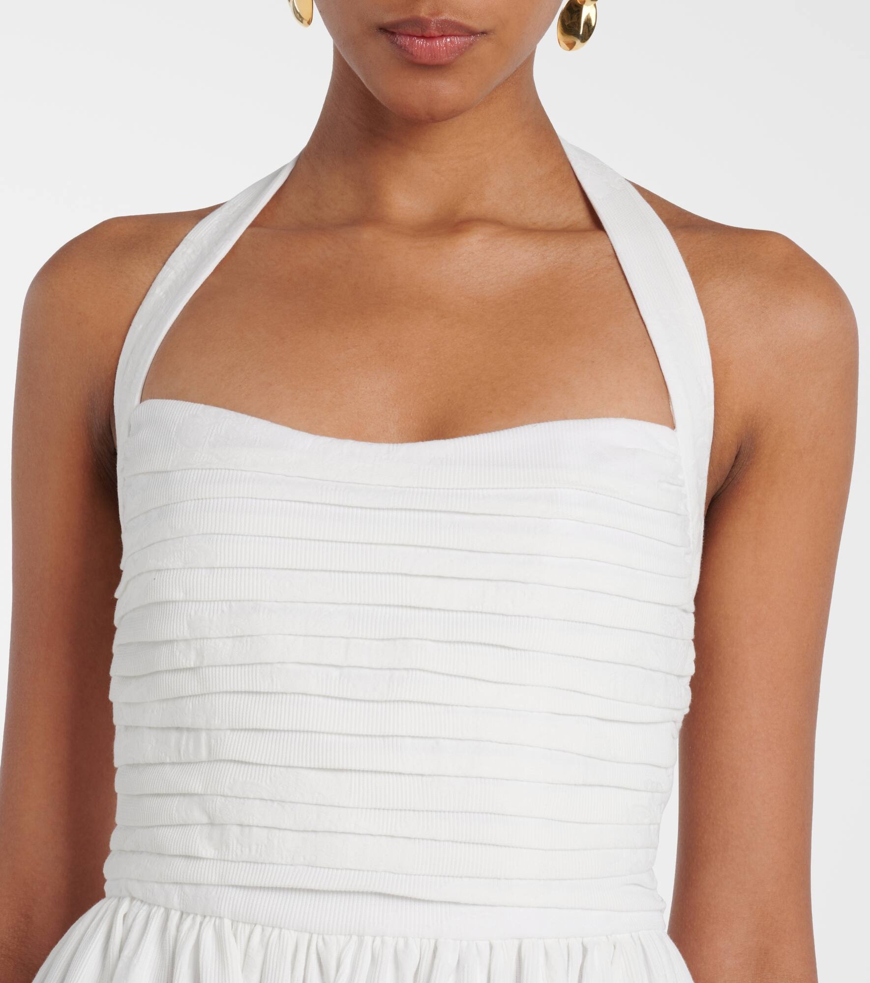 Leia ruched embroidered cotton midi dress - 4