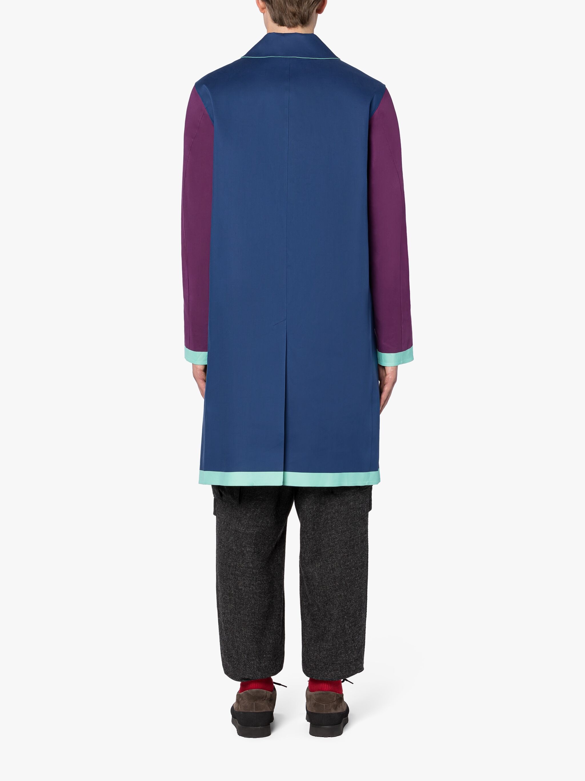OXFORD BLUE PATCHWORK BONDED COTTON 3/4 COAT - 3