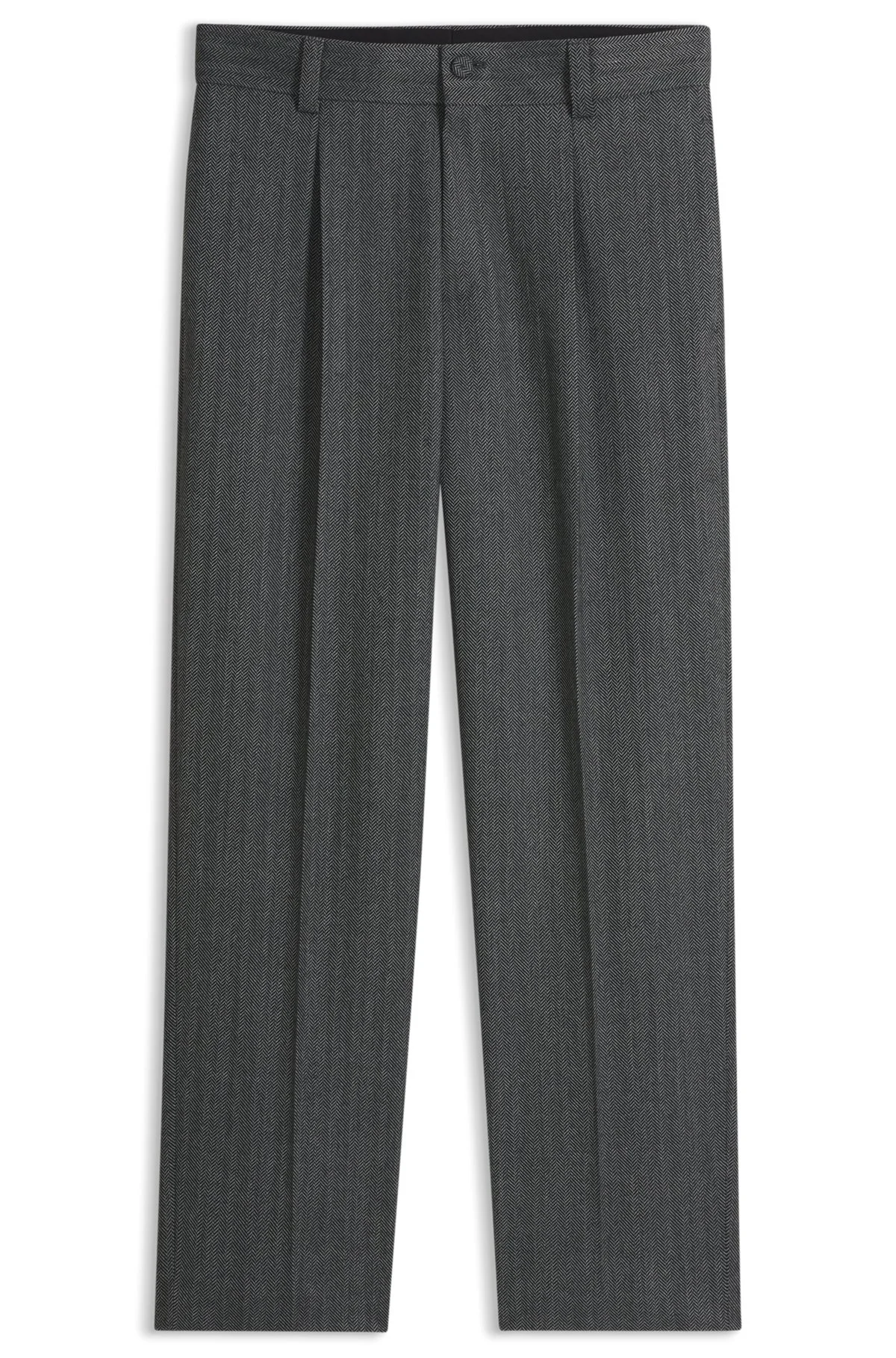 MODERN-FIT PANTS IN HERRINGBONE FABRIC - 1