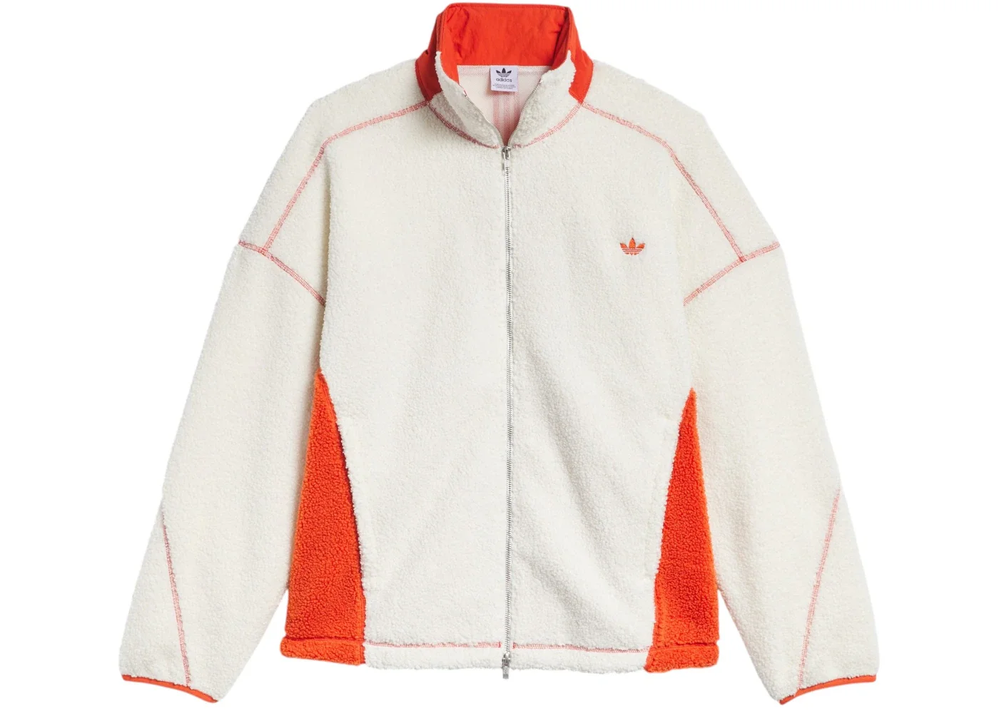 adidas Adams Blvd Fleece Jacket Off White Preloved Red - 1