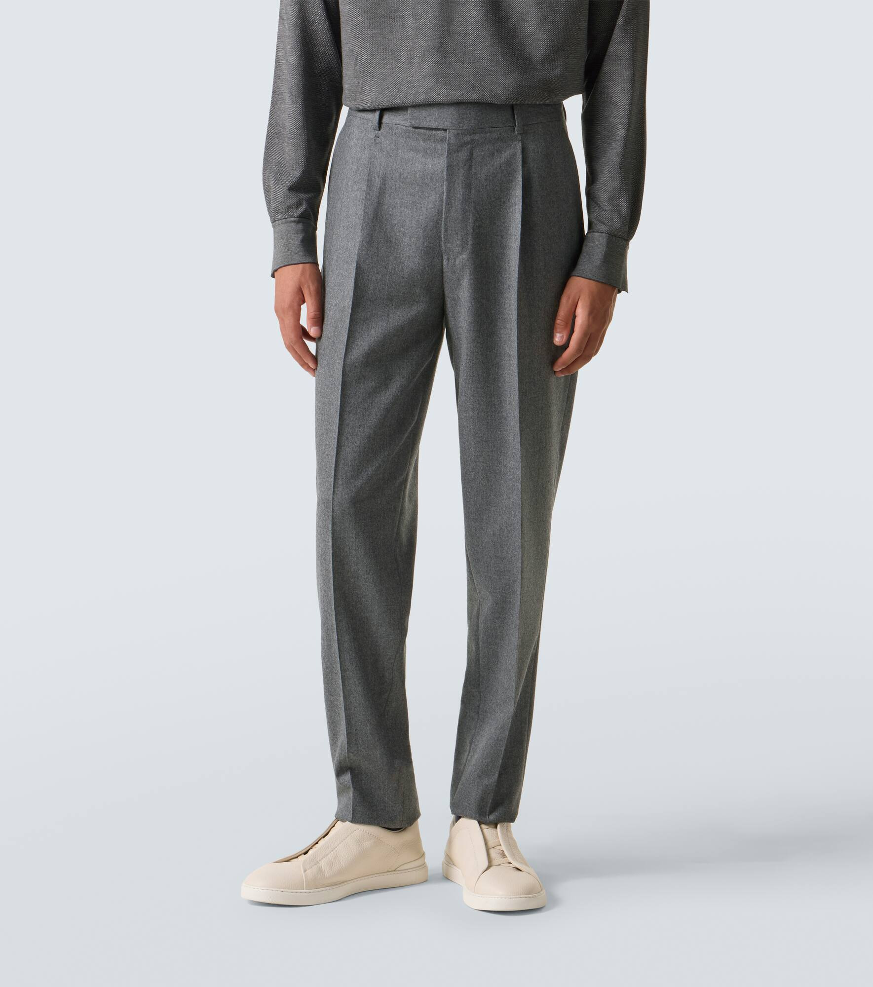 Wool flannel straight pants - 3