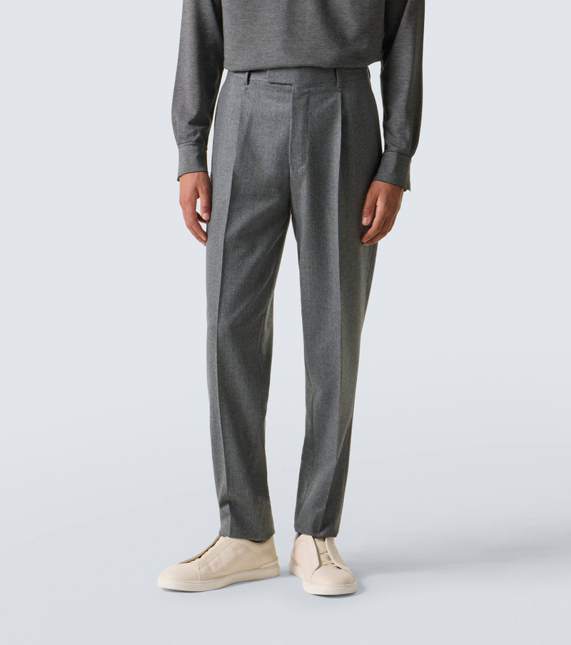 Wool flannel straight pants 3