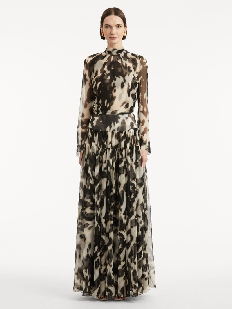 Oscar de la Renta COWHIDE PRINTED SILK CHIFFON DRESS outlook