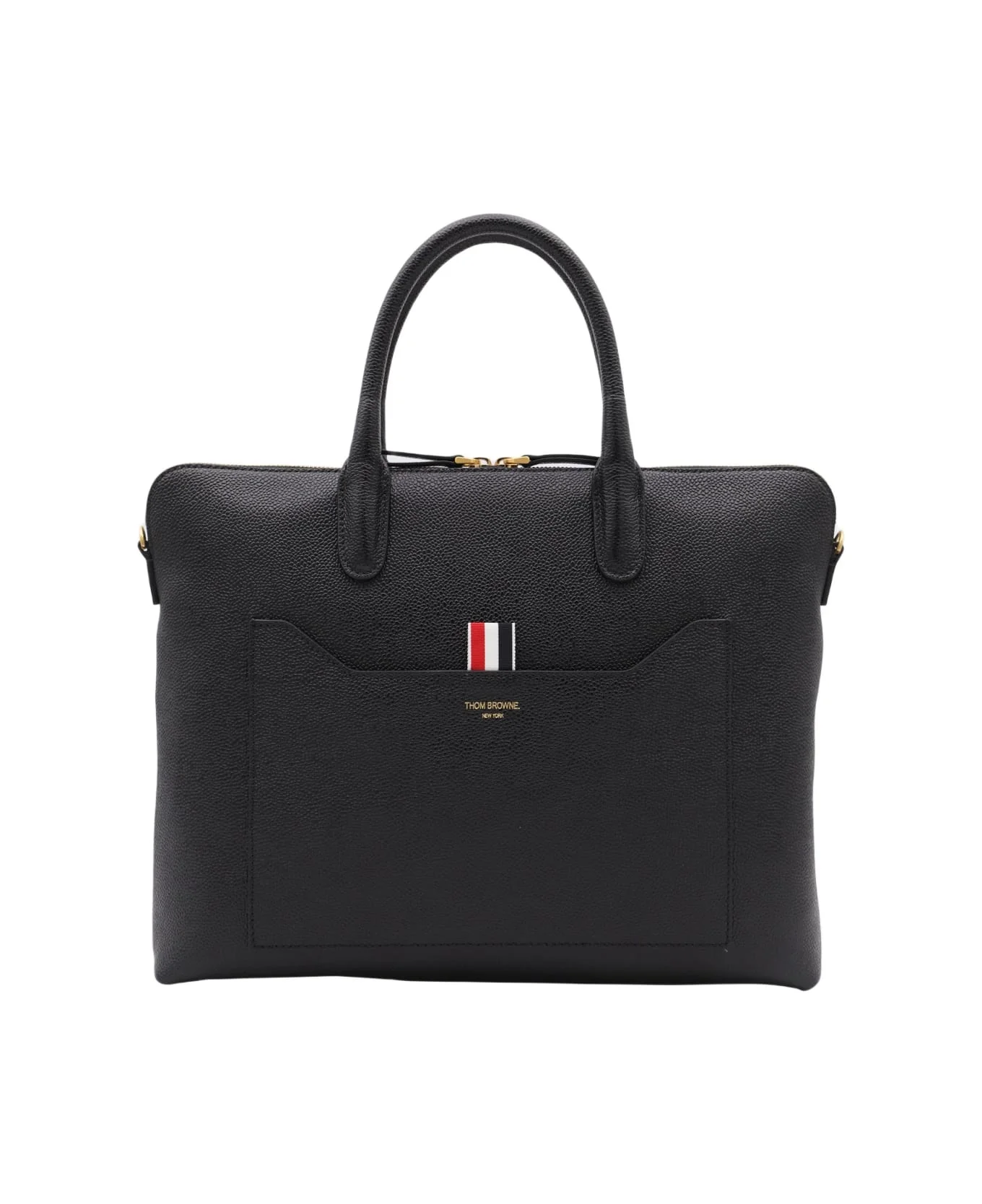 Black Leather Top Handle Bag - 1