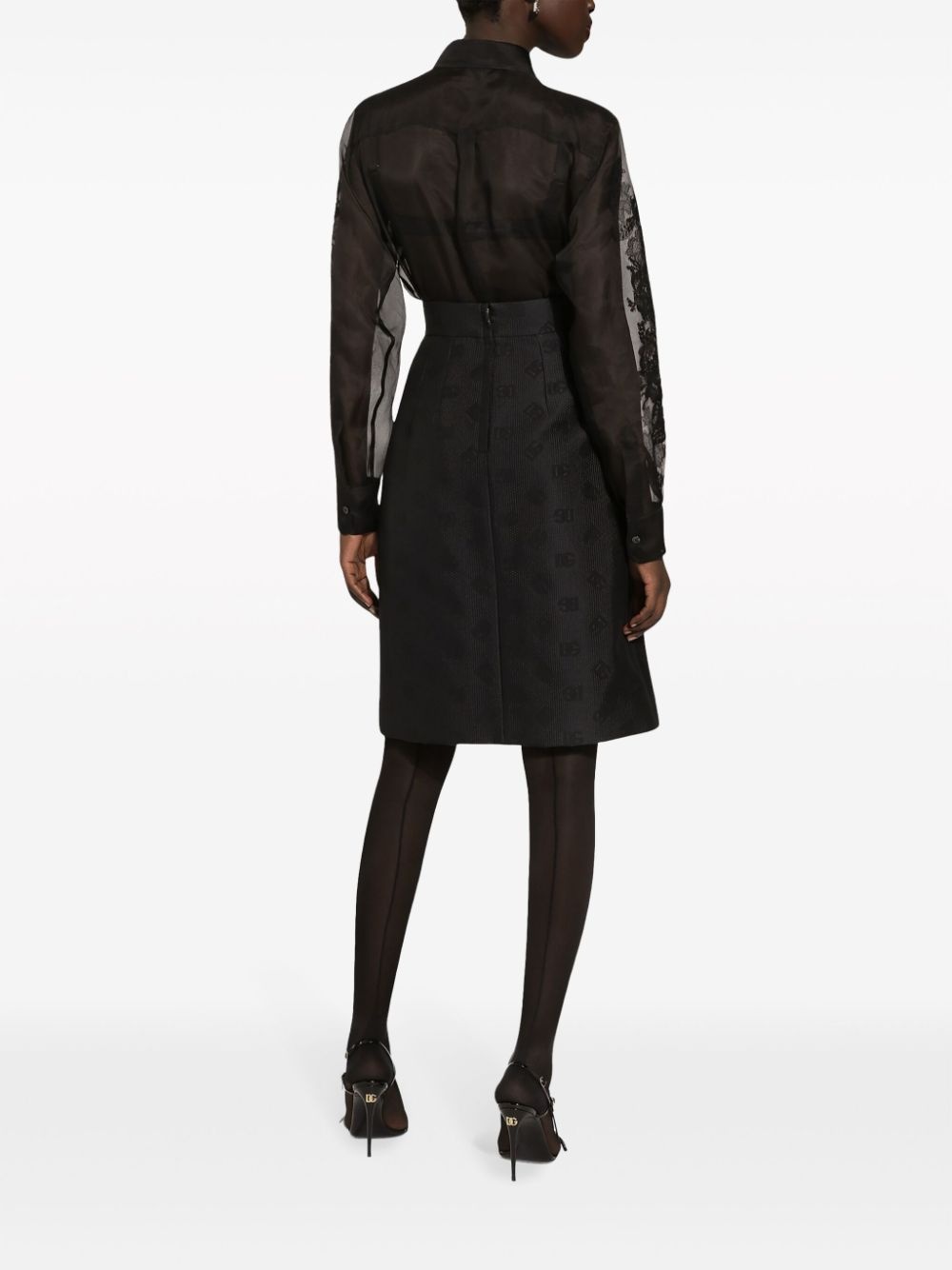 lace-appliquÃ© silk-blend shirt - 4