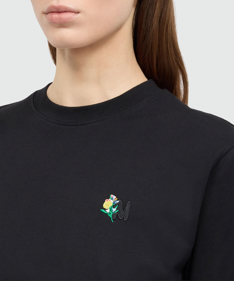 Black long-sleeve cotton jersey T-shirt with MWave logo embroidery on the chest 5