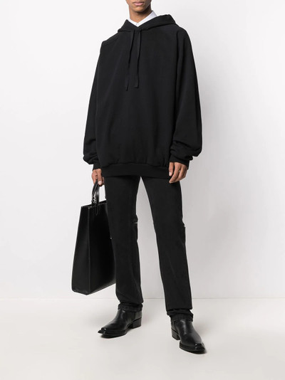 Haider Ackermann rear-print velvet hoodie outlook