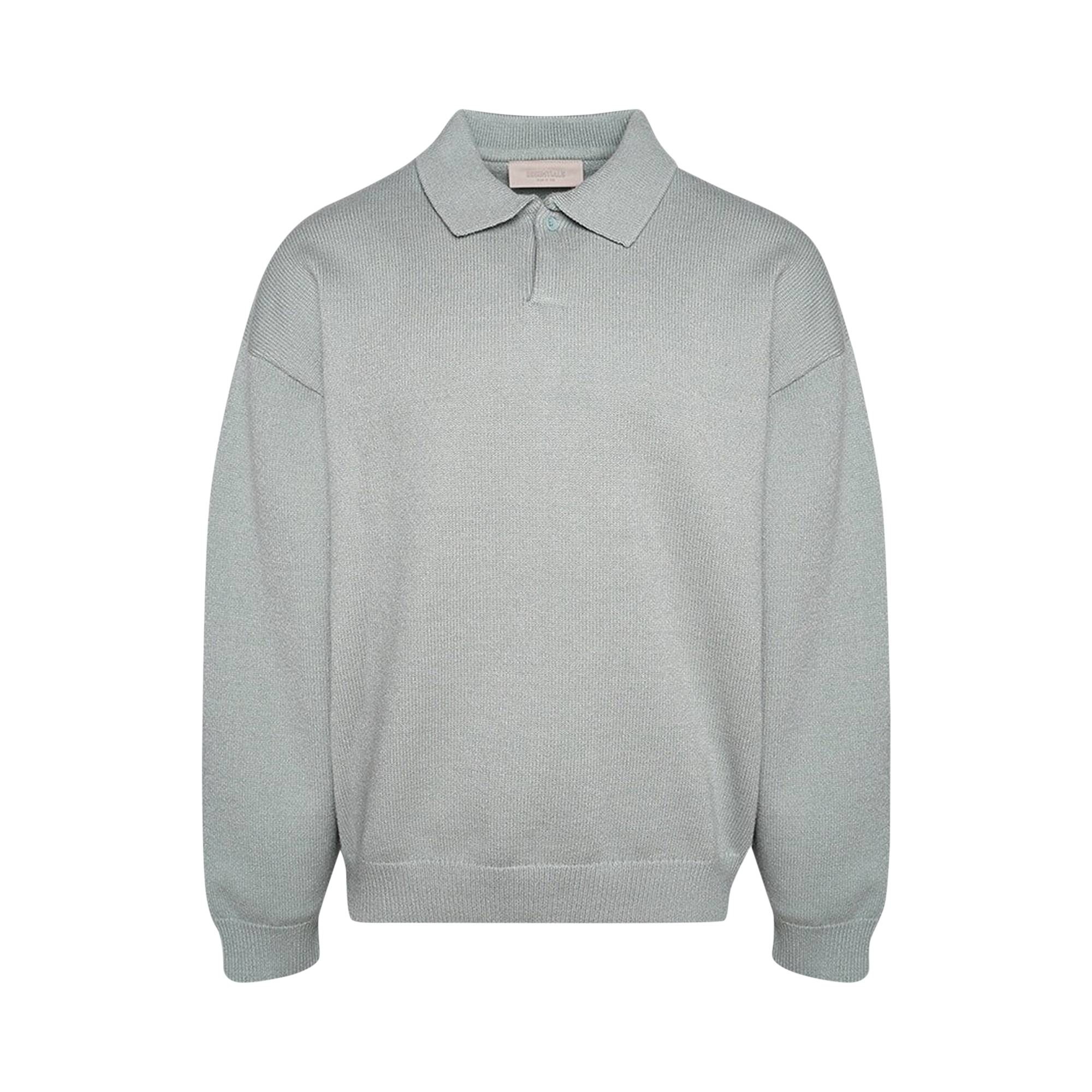 トップス essentials knit l/s polo shirts Essentials Knit L/S Polo - Iron – Feature
