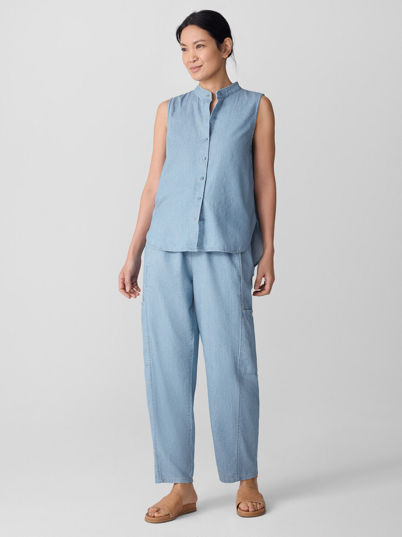 Airy Organic Cotton Twill Sleeveless Shirt 3