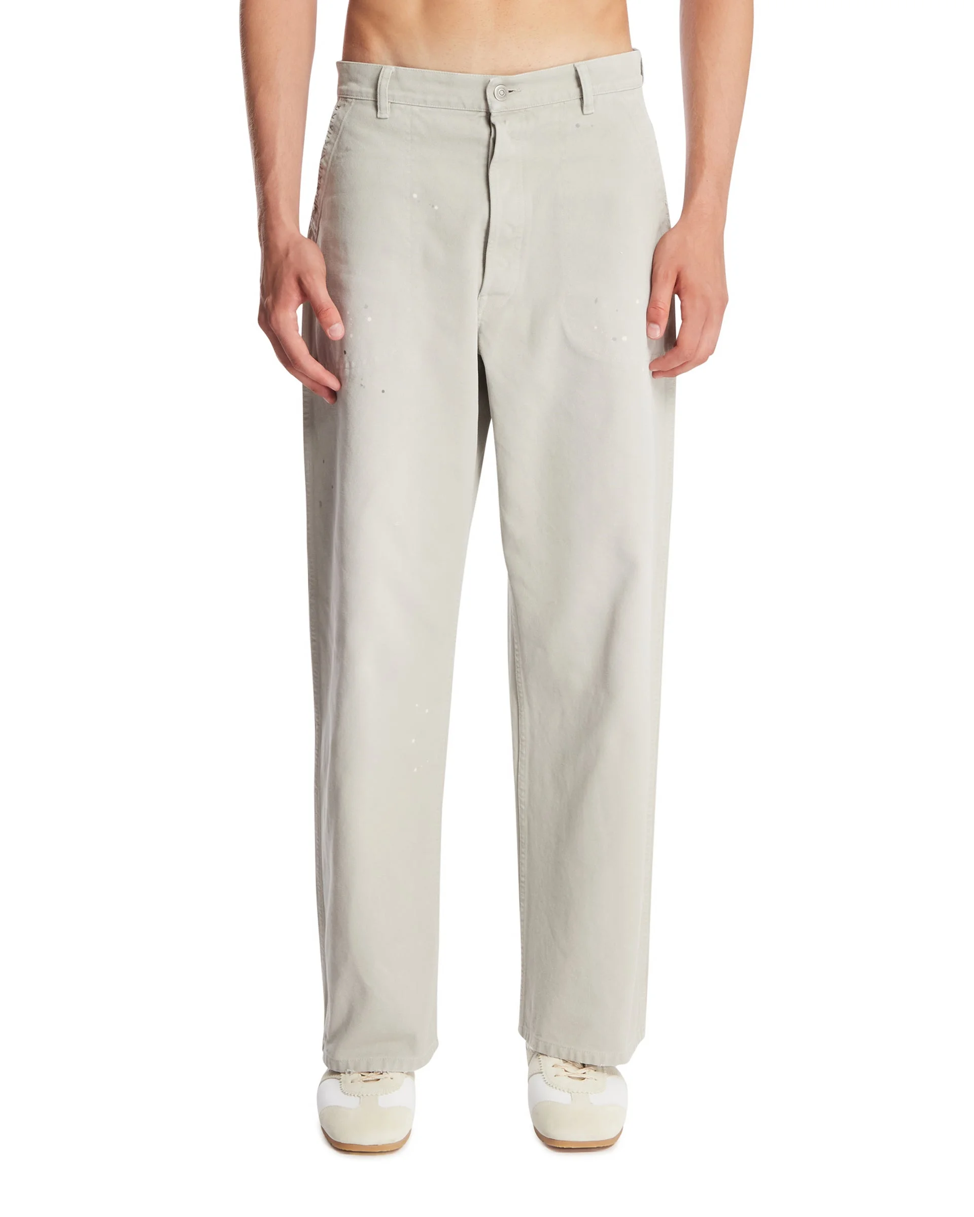Gray Straight Jeans with Paint Effect - 1