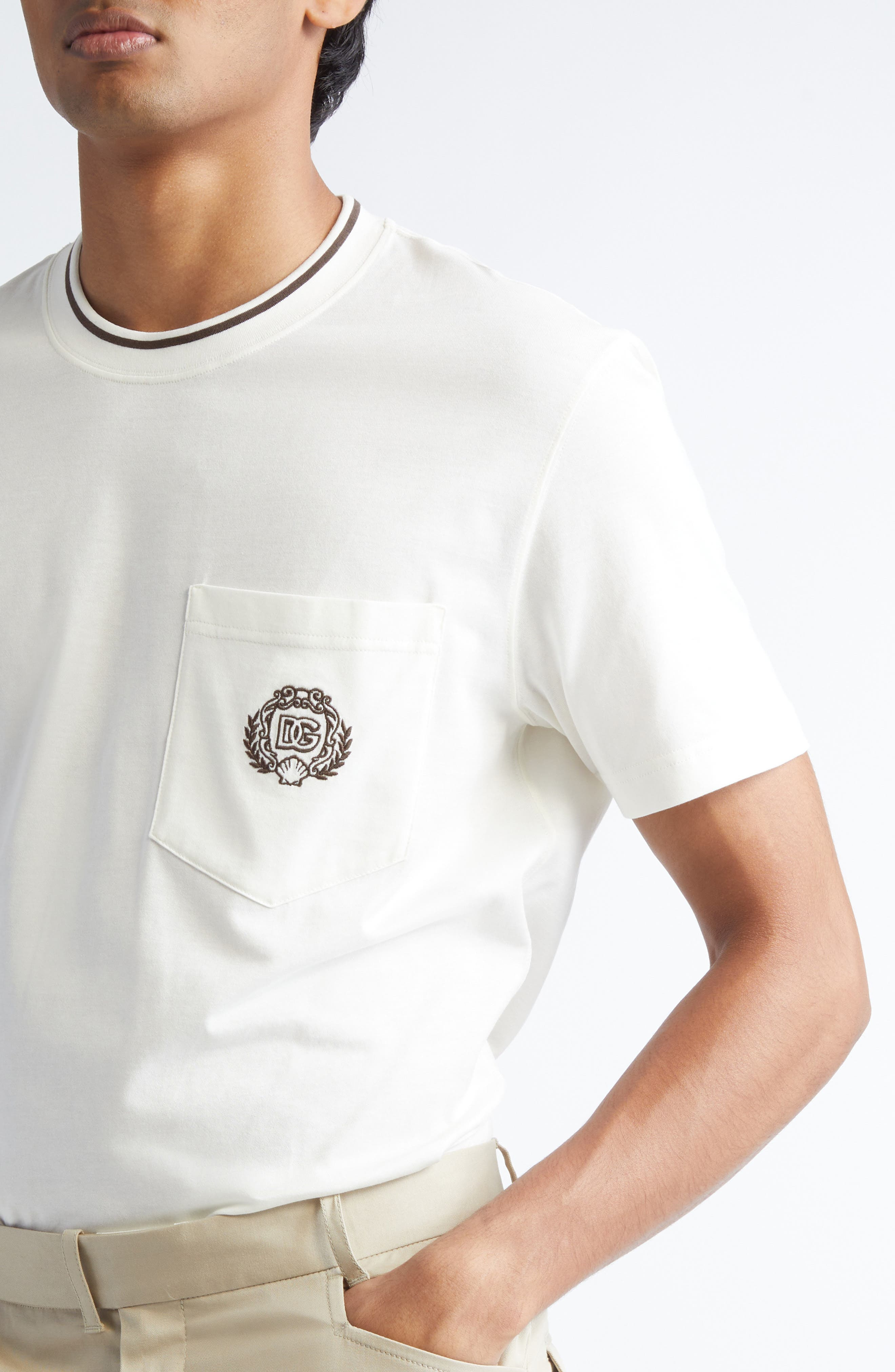 Dolce&Gabbana Embroidered Pocket T-Shirt in W0001 at Nordstrom - 5
