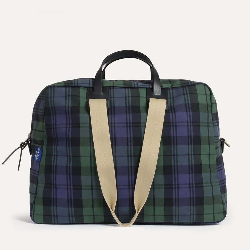 MISSAK AVIATOR TRAVEL BAG - TARTAN NAVY BLUE 1