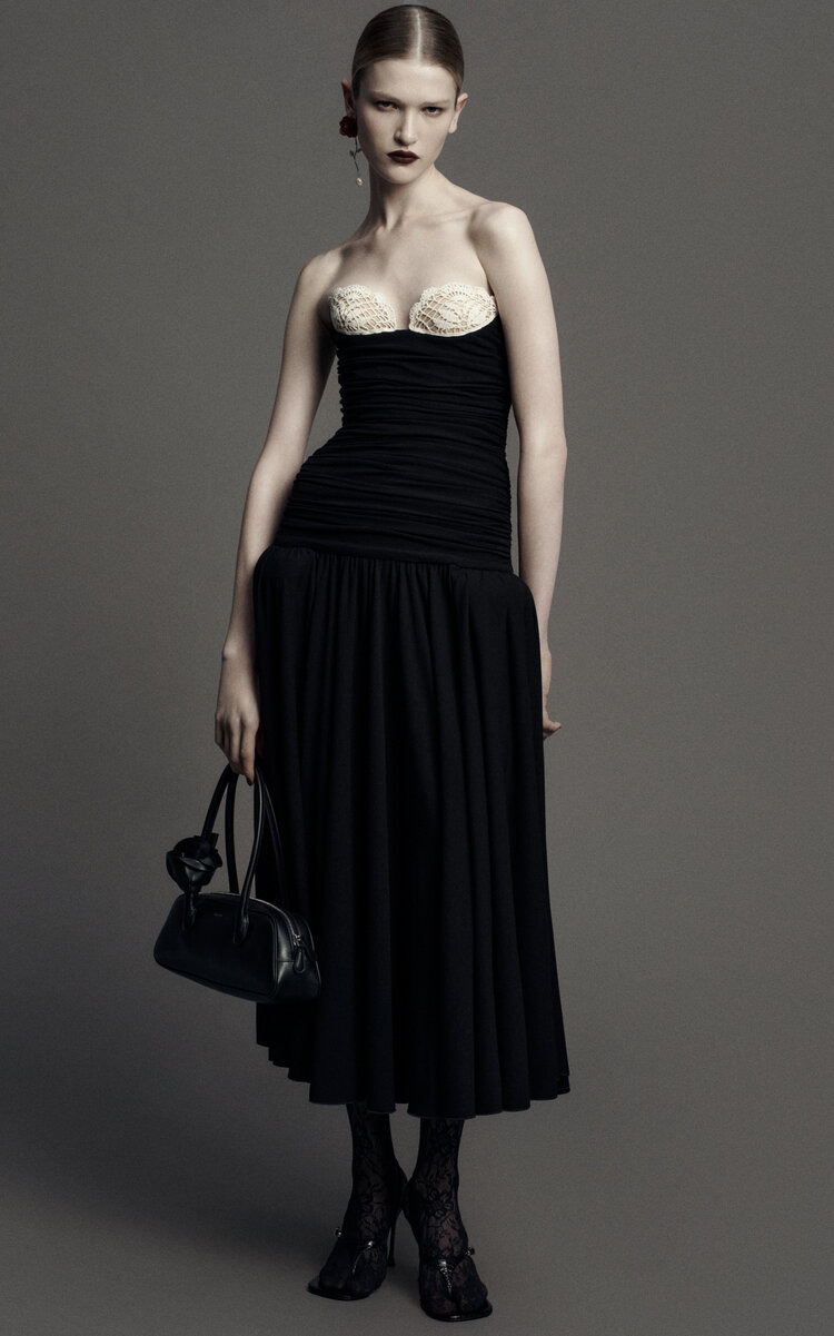 Drop Waist Strapless Dress black - 2