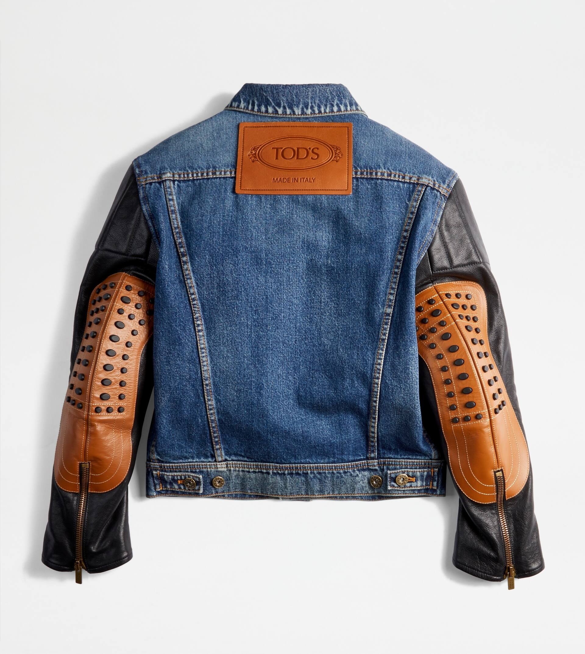 TOD'S BIKER IN DENIM AND LEATHER - BLUE - 8