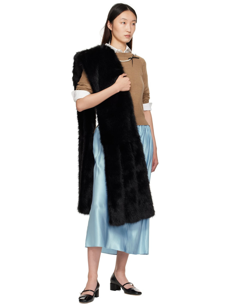 Simone Rocha Black Triple Slit Faux Fur Scarf outlook