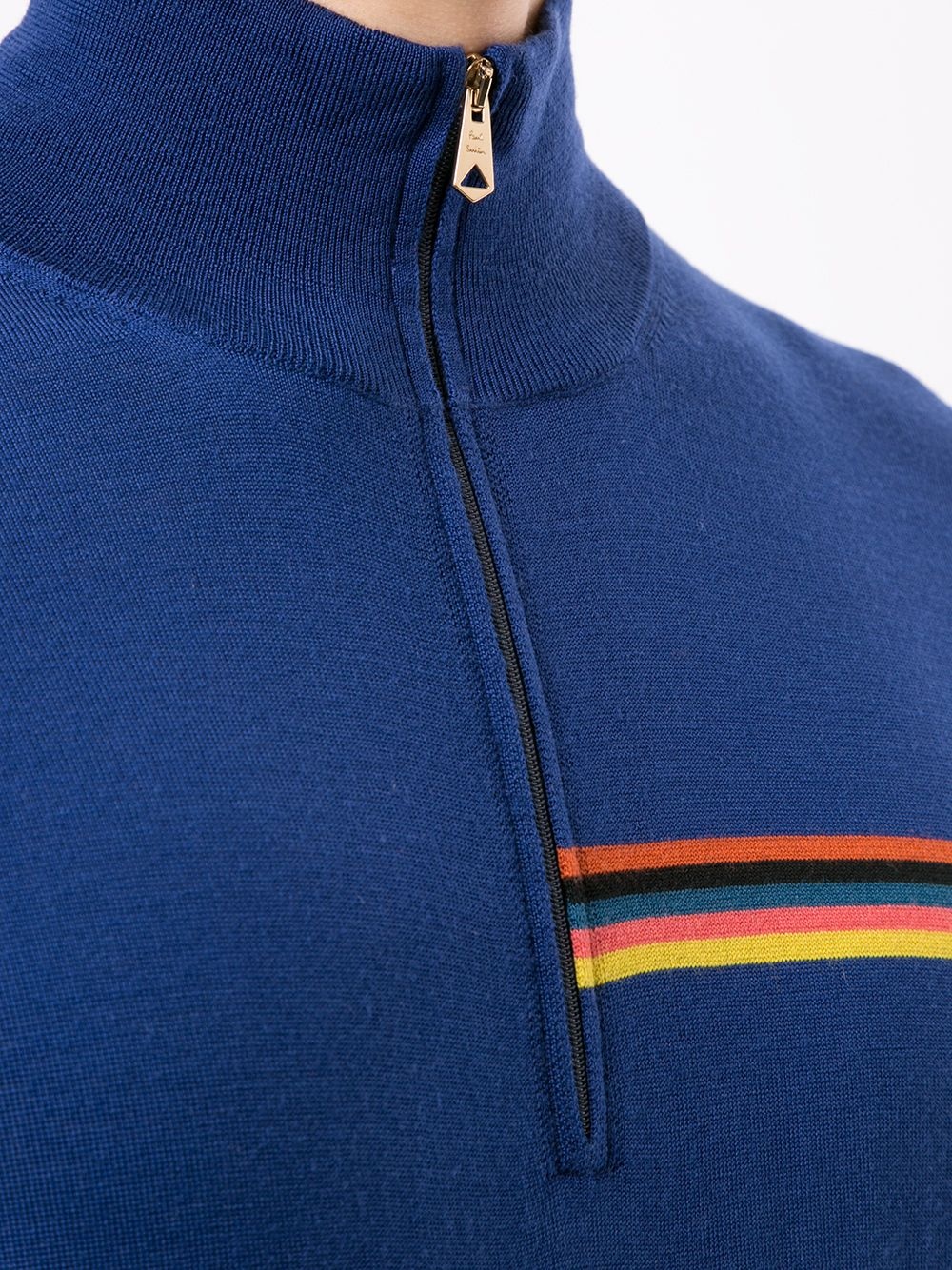 Artist Stripe trim zip-up merino jumper - 5