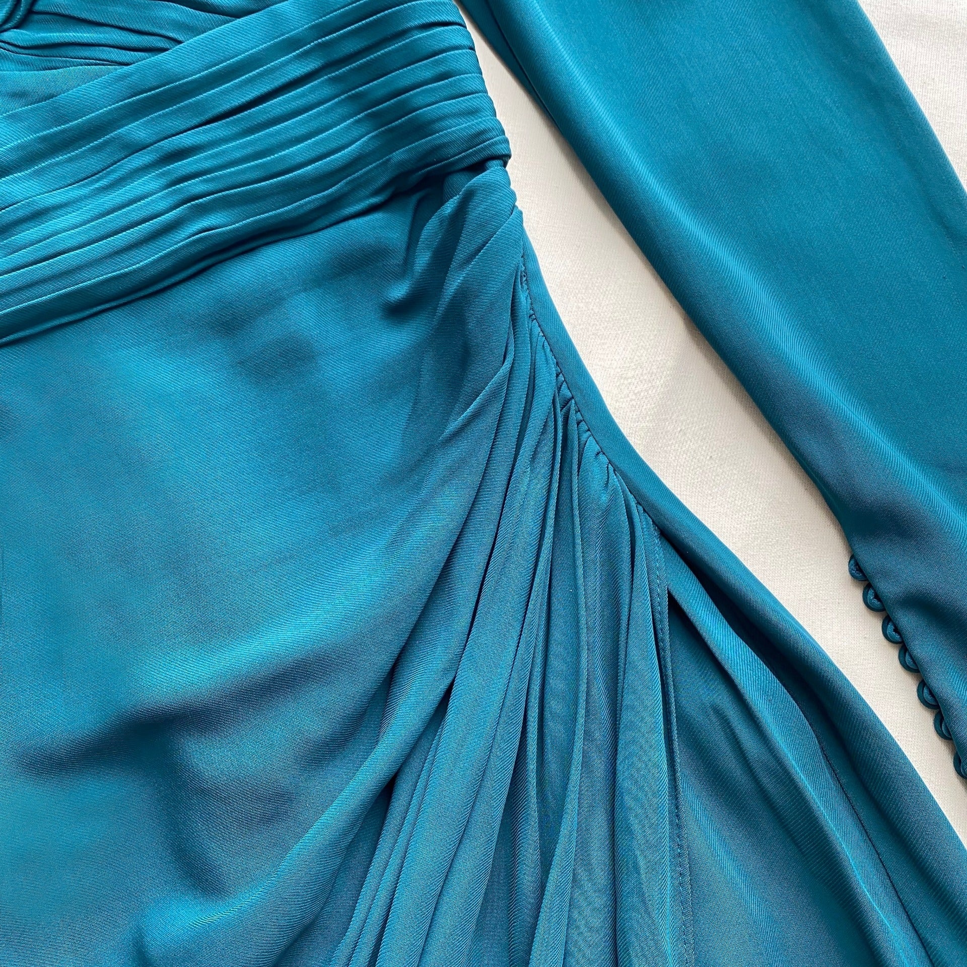 Deep Teal Iris Midi Dress - 5