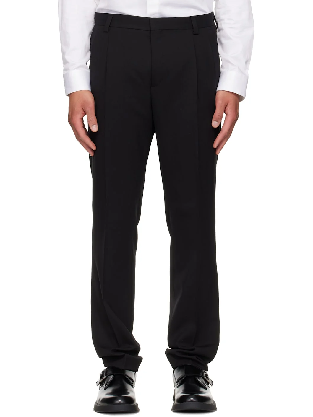 Black Extra-Slim-Fit Wool-Blend Twill Trousers - 1