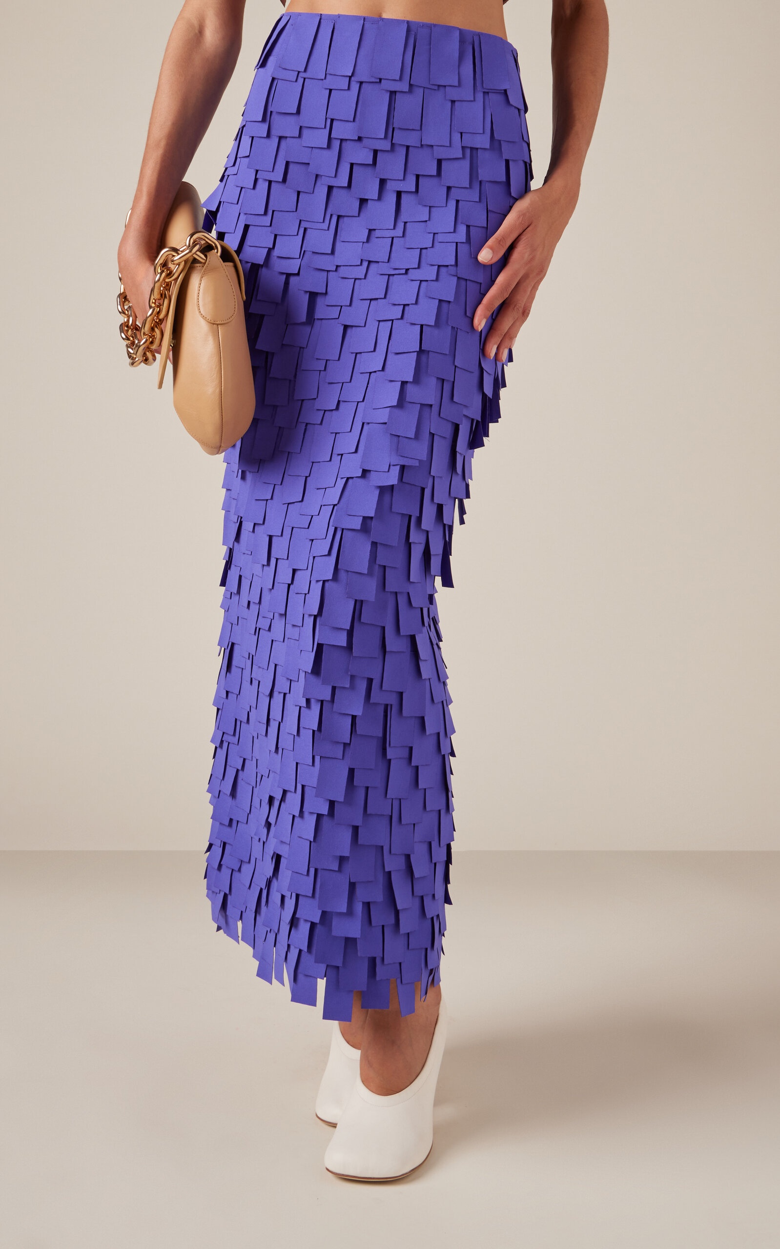 Rectangle-Appliquéd Crepe Midi Skirt purple - 3