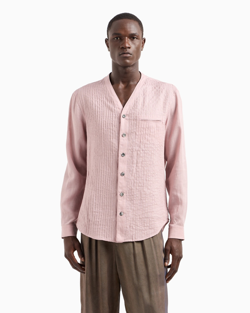 GIORGIO ARMANI REGULAR-FIT LINEN SHIRT WITH FRONT RIBS outlook
