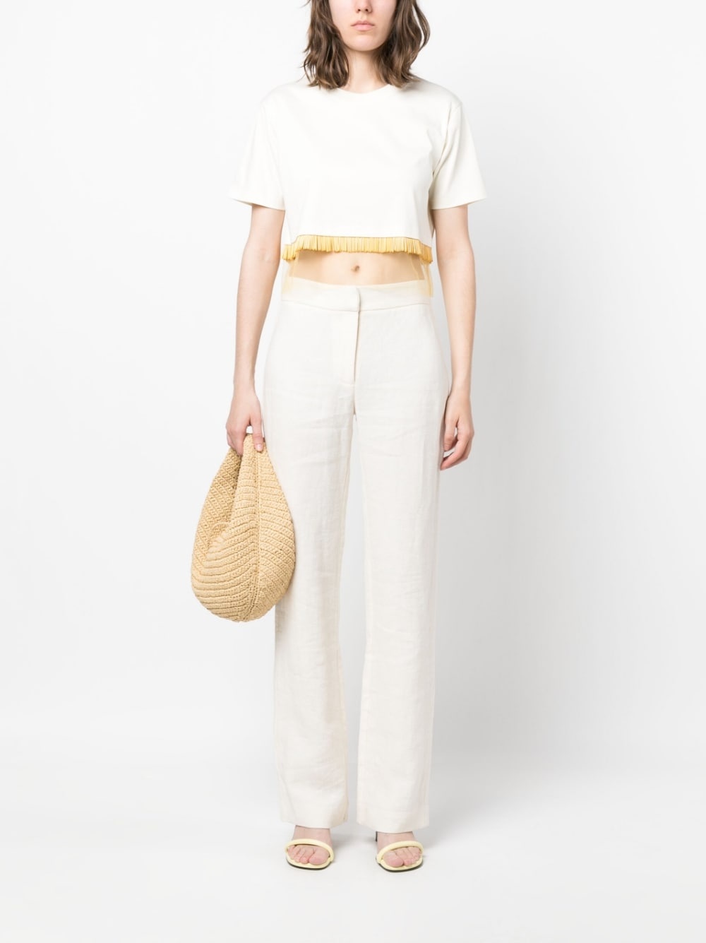 fringed cropped T-shirt - 2