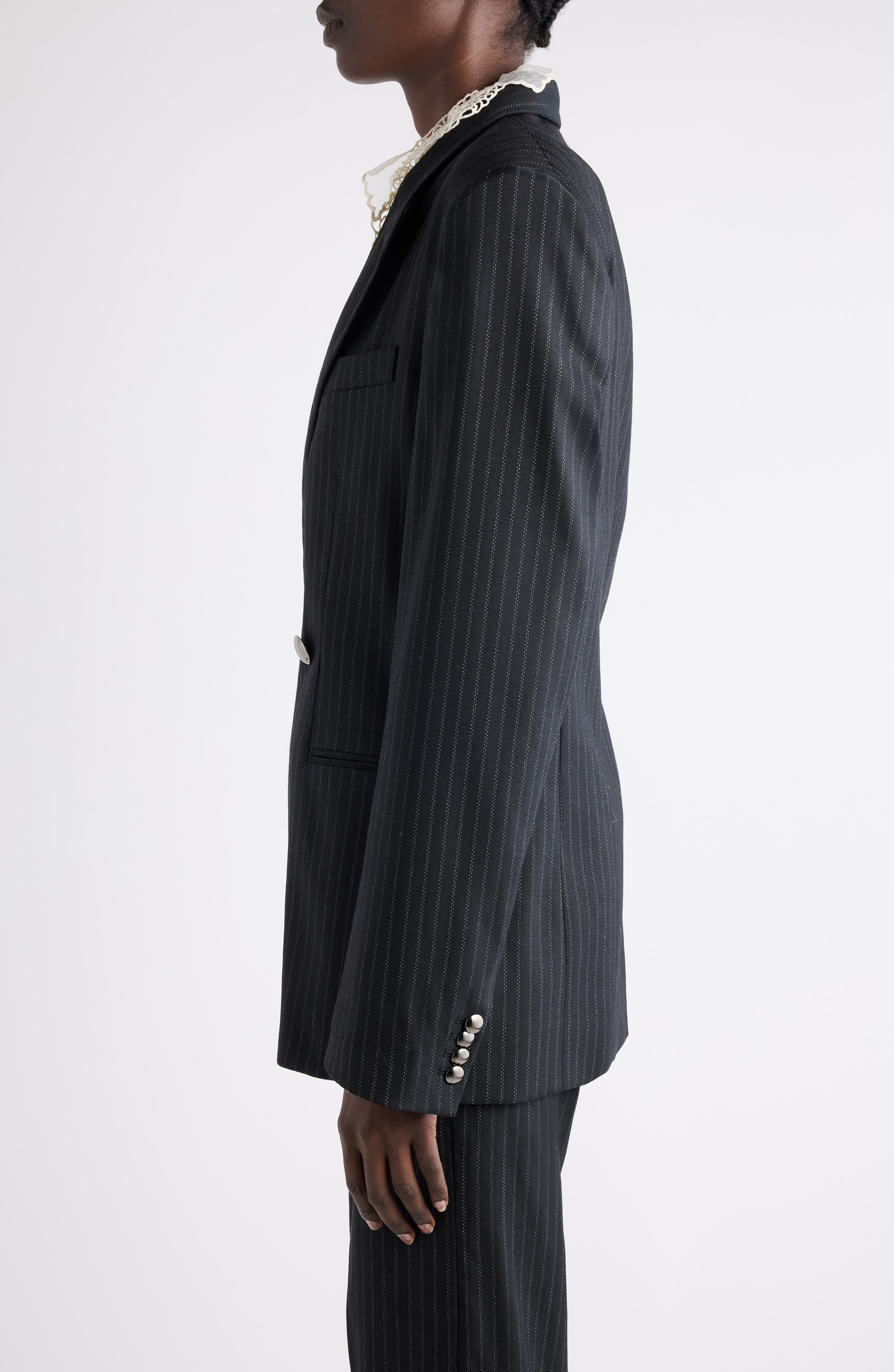 Isabel Marant Nahia Pinstripe Wool Blend Blazer in Black at Nordstrom - 3