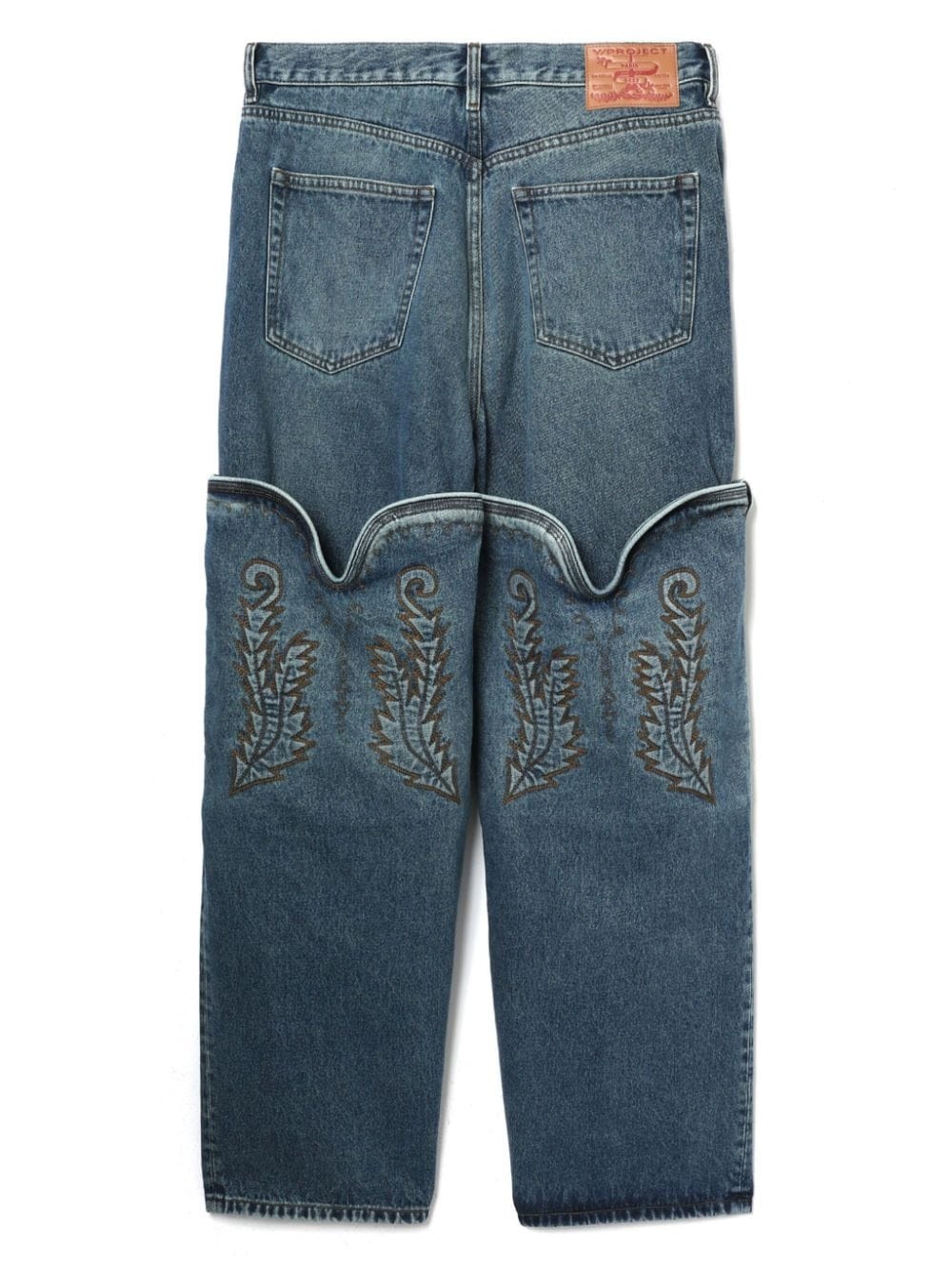 embroidered wide-leg jeans - 6
