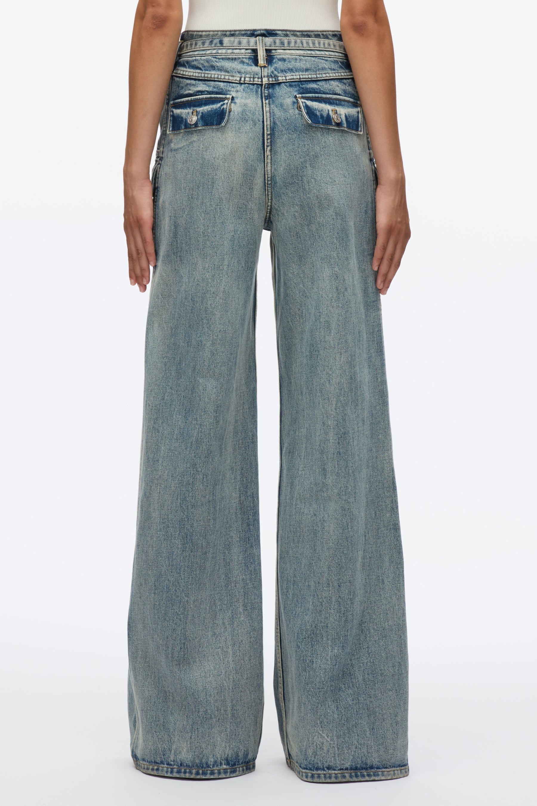 Cargo Wide Leg Belted Jeans - 4