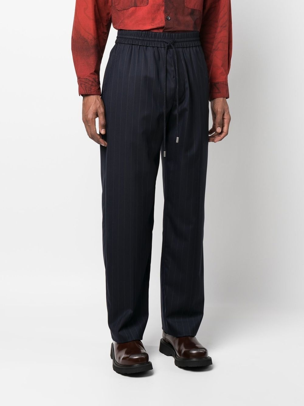 pinstriped straight-leg trousers - 3