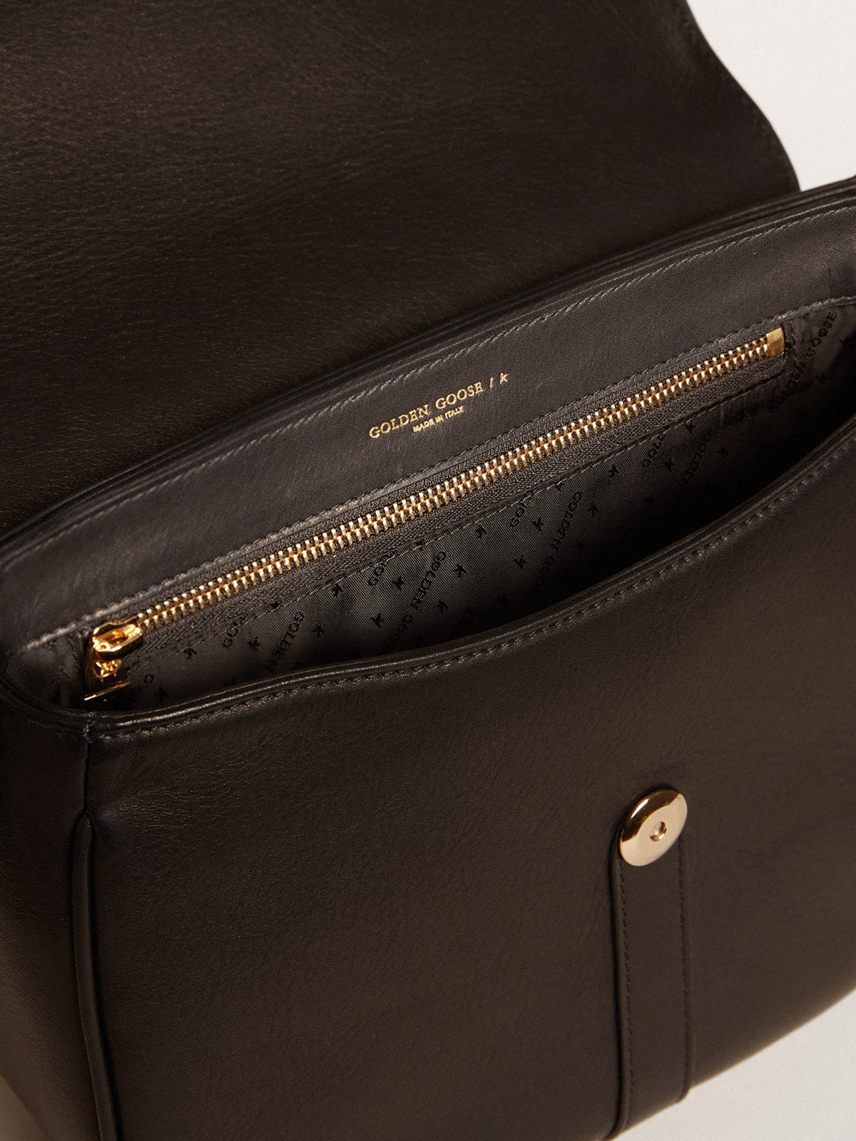 Medium Sally Bag in black leather with buckle and shoulder strap - 4