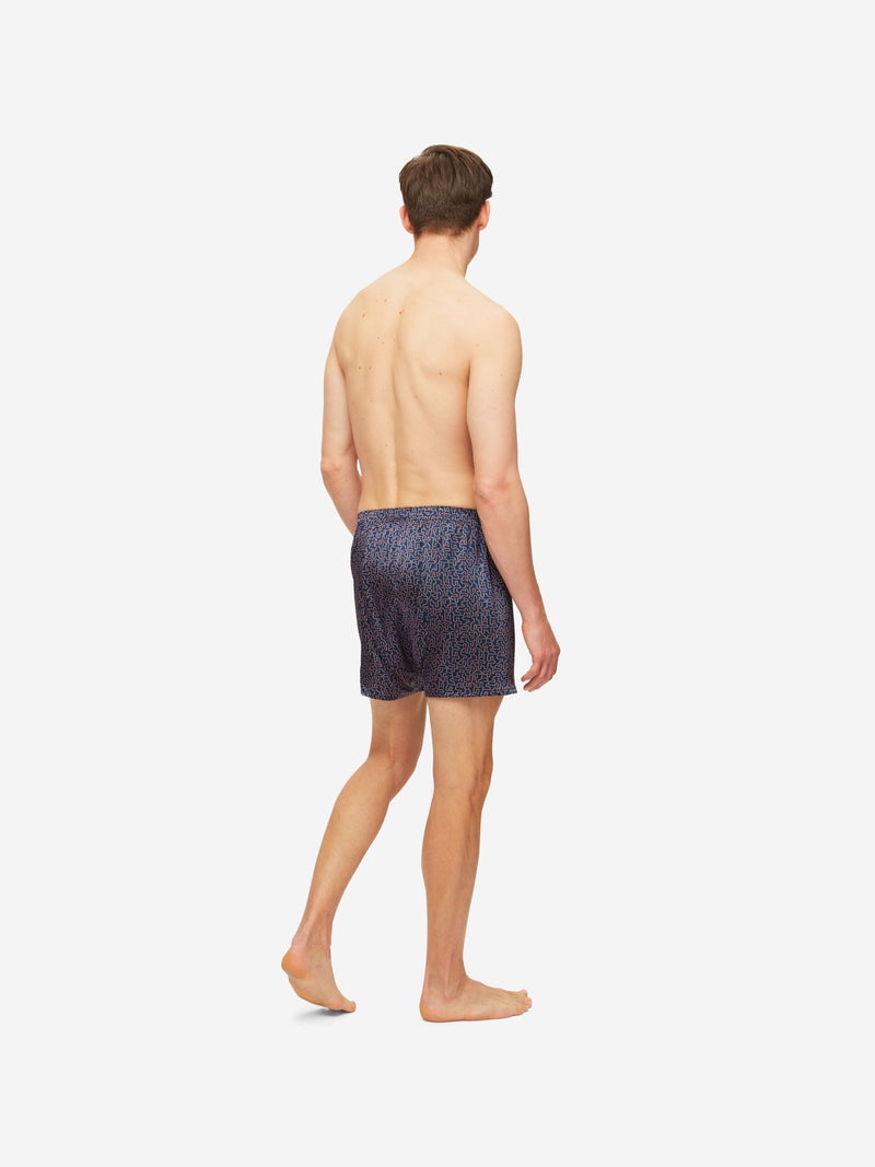 Men's Classic Fit Boxers Brindisi 80 Silk Satin Navy - 5