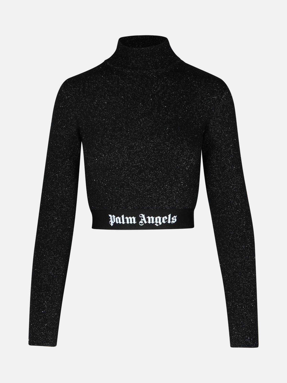 CROP TOP IN BLACK VISCOSE BLEND - 1