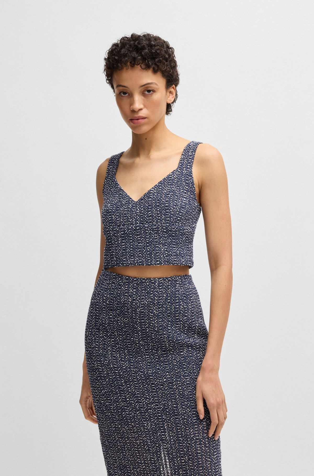 TAILORED TOP IN TWO-TONE CROCHET TWEED - 2