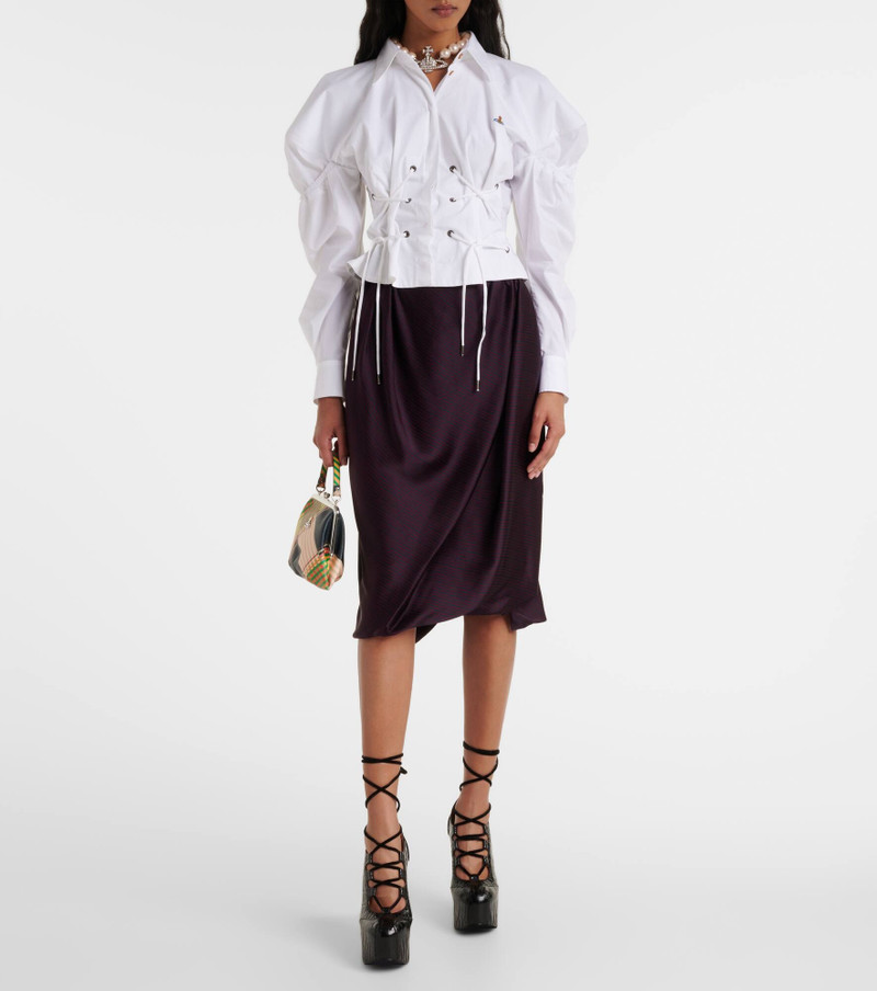 Vivienne Westwood Drunken striped draped checked midi skirt outlook