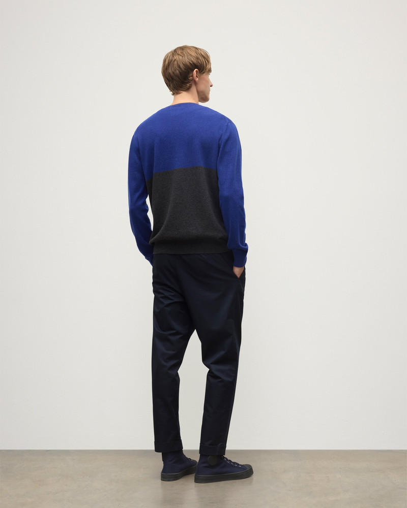 Shaded Grey & Blue Colour Block Cashmere Jumper 5