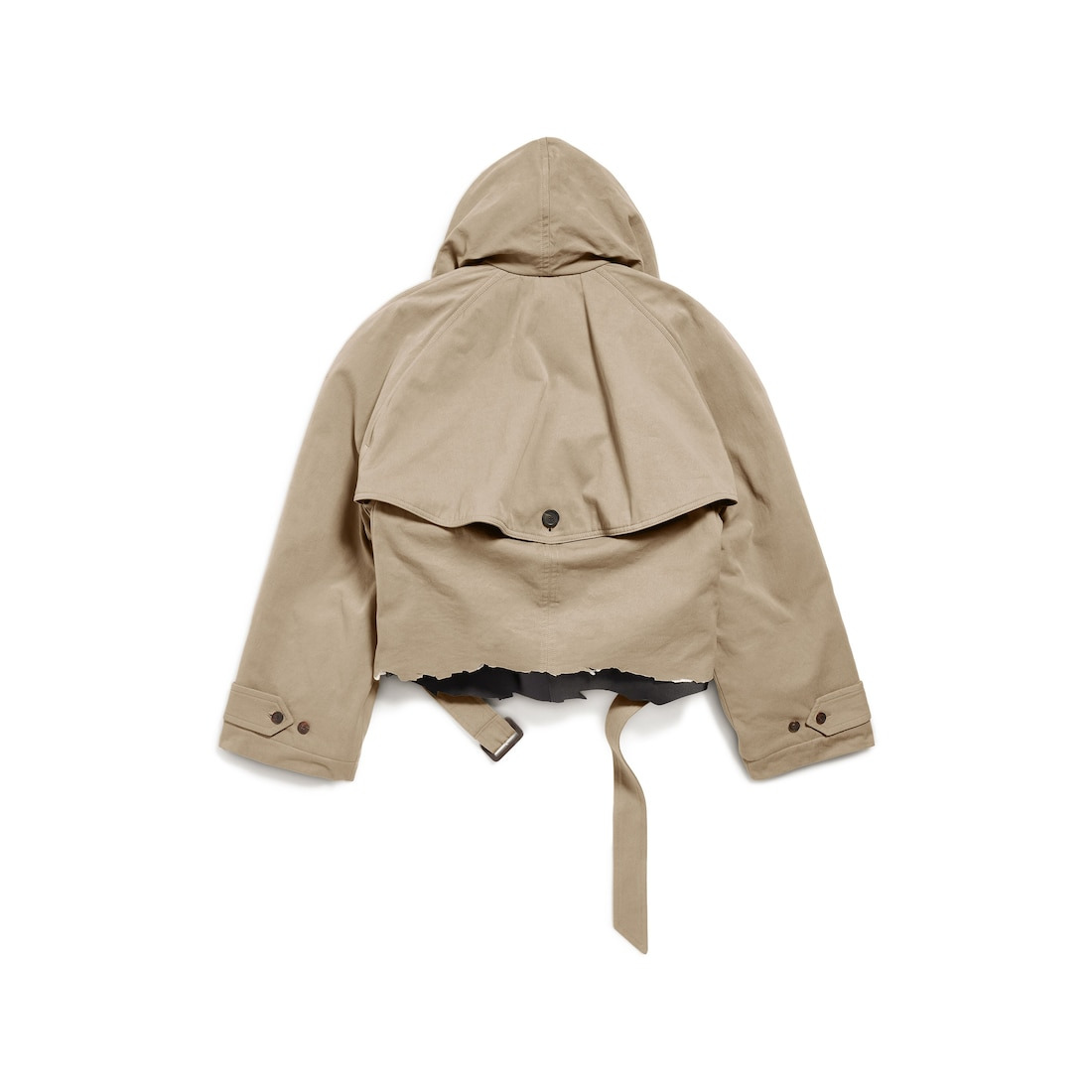 Women's Flipped Hooded Trench in Dark Beige - 6