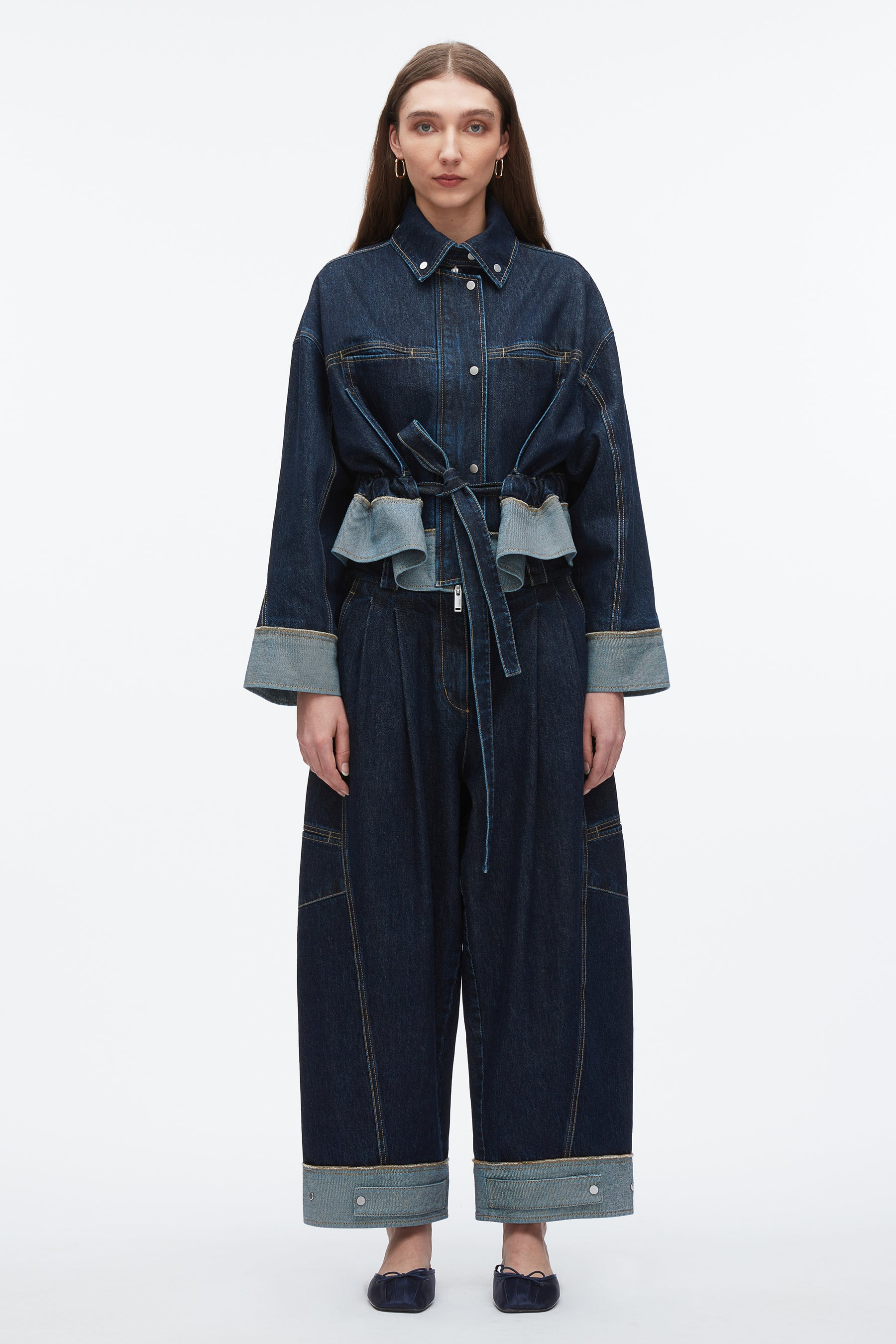 Boxy Denim Jacket with Ties - 2
