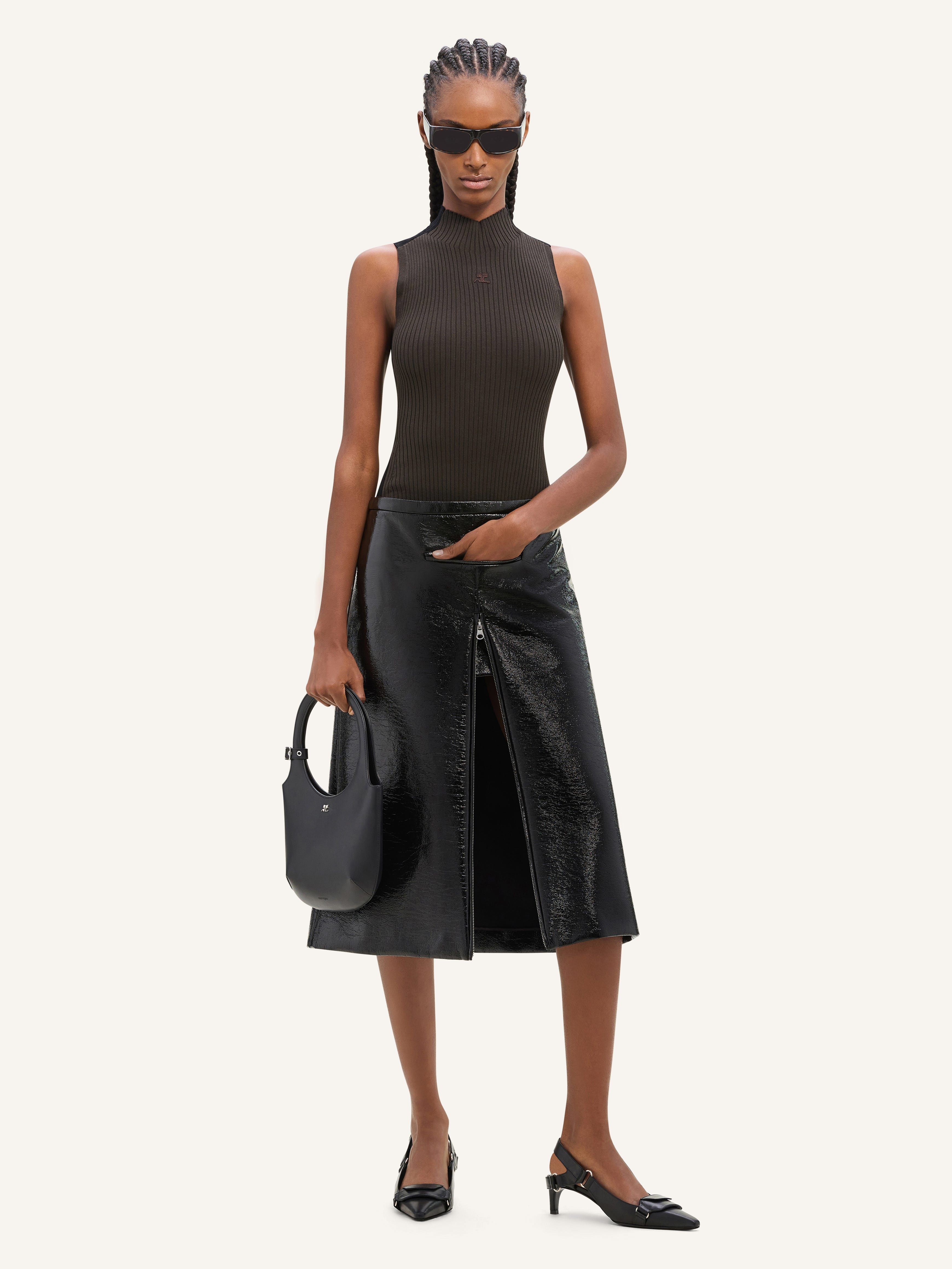 CONTRAST FRAME RIB KNIT TOP - 2