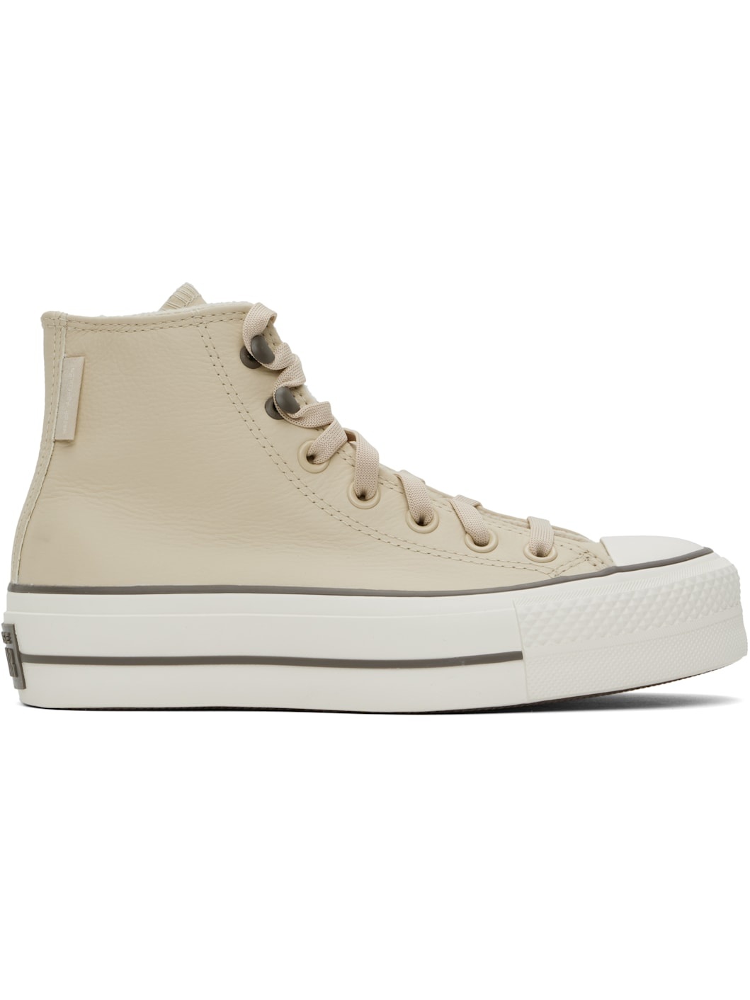 Beige Chuck Taylor All Star Lift Platform Weatherized Leather Sneakers - 1