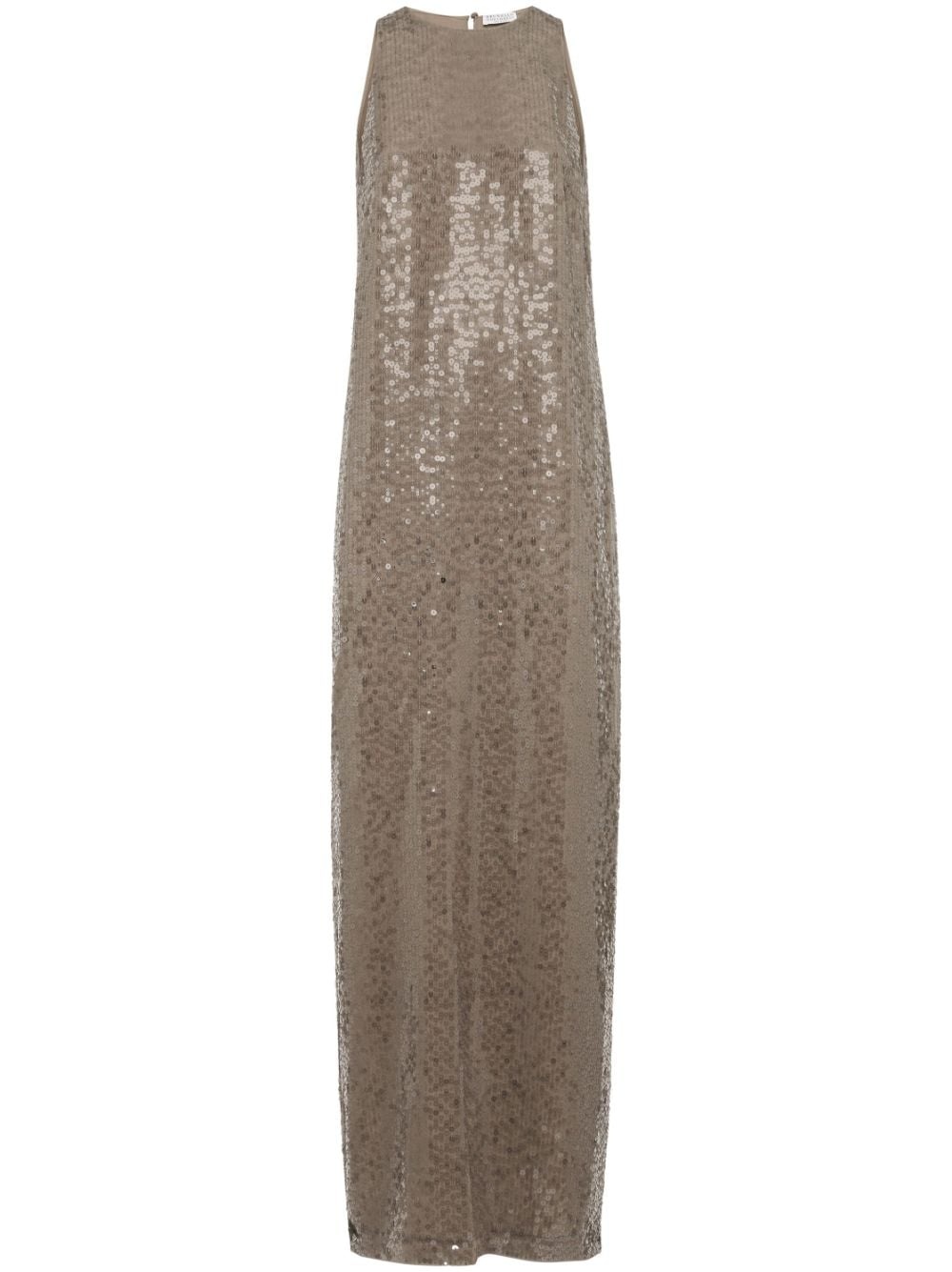 sequinned silk column maxi dress - 1