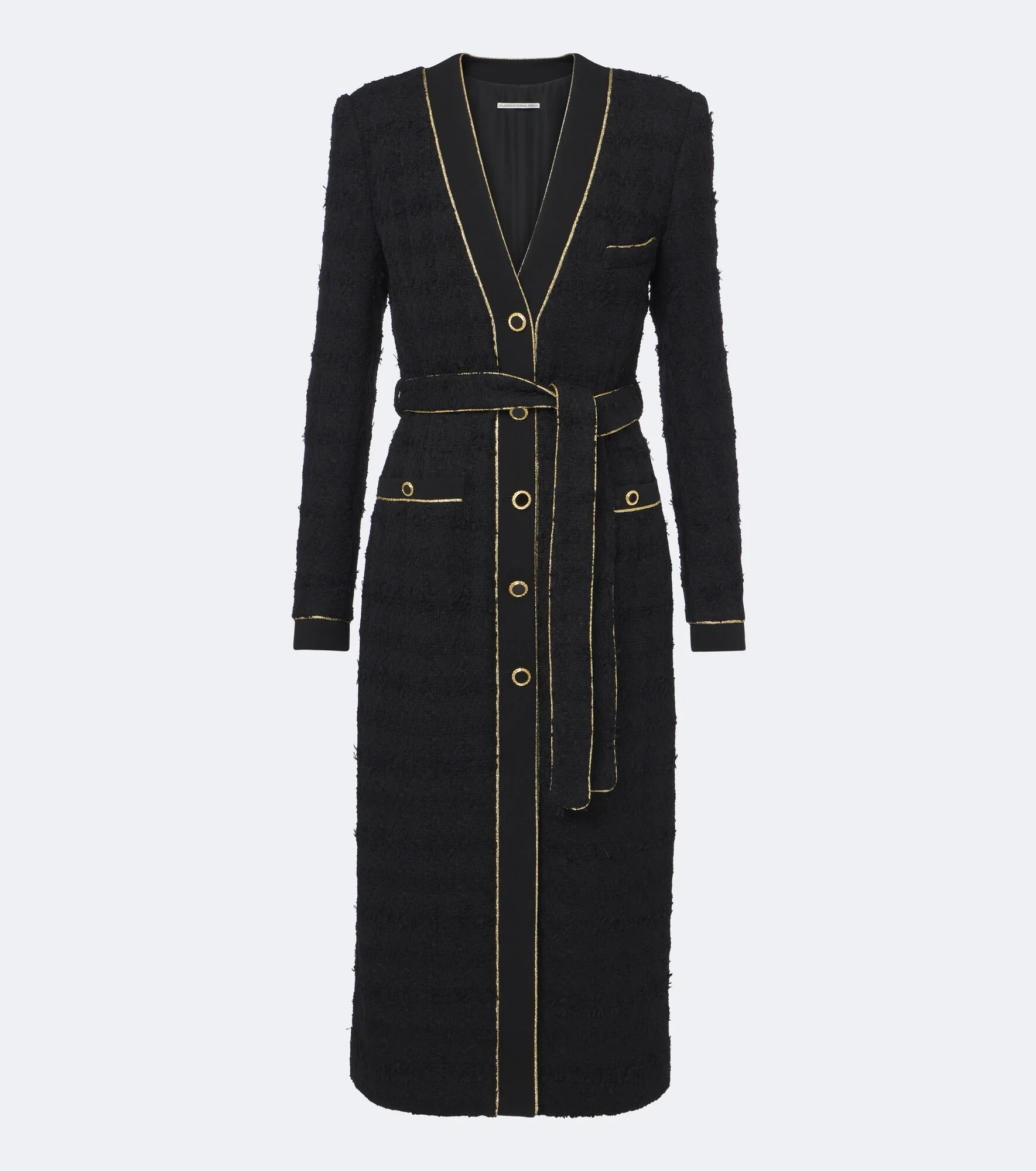 Belted cotton-blend bouclé tweed coat - 1