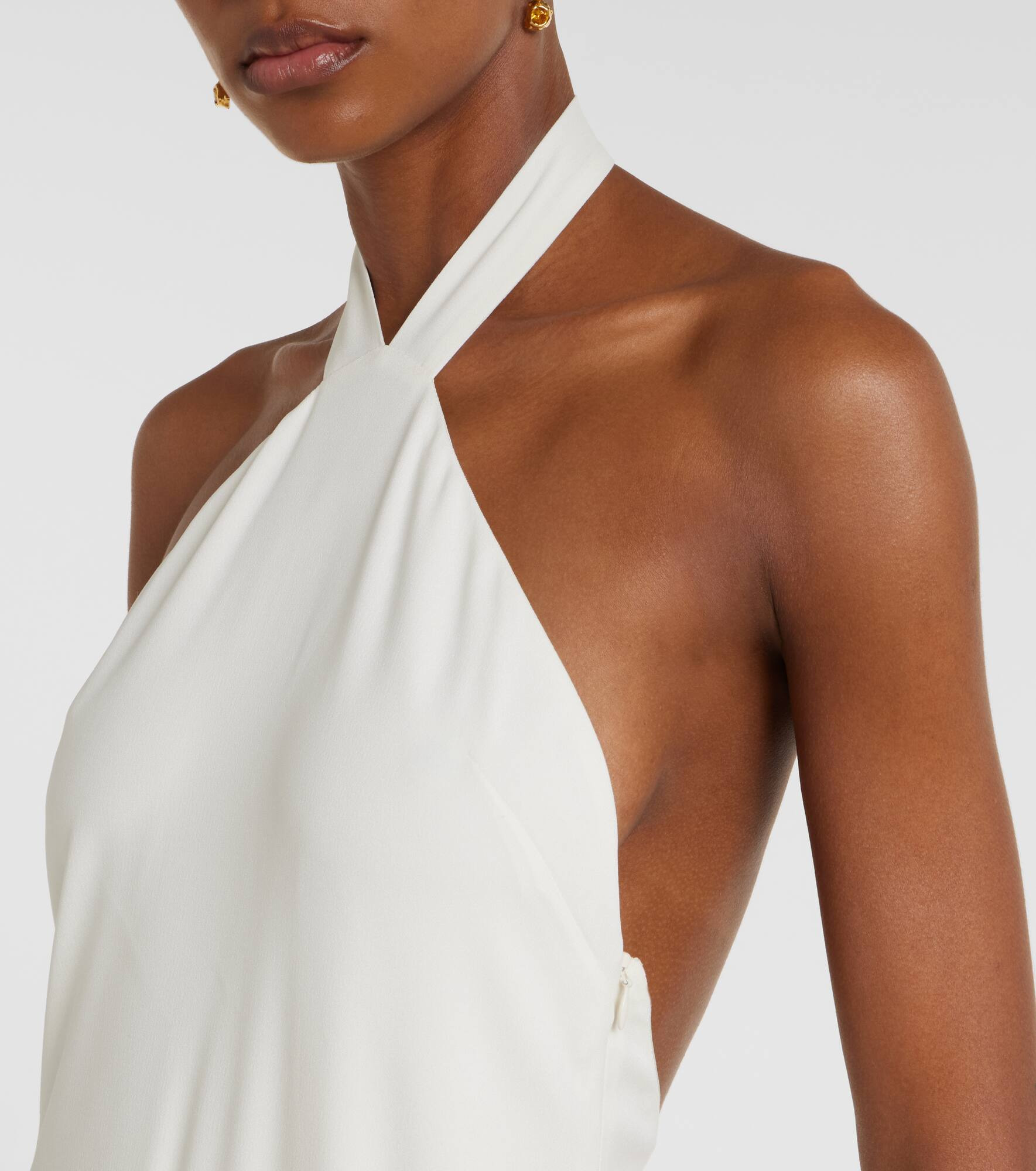 Meteora fringed halterneck crêpe cady gown - 4