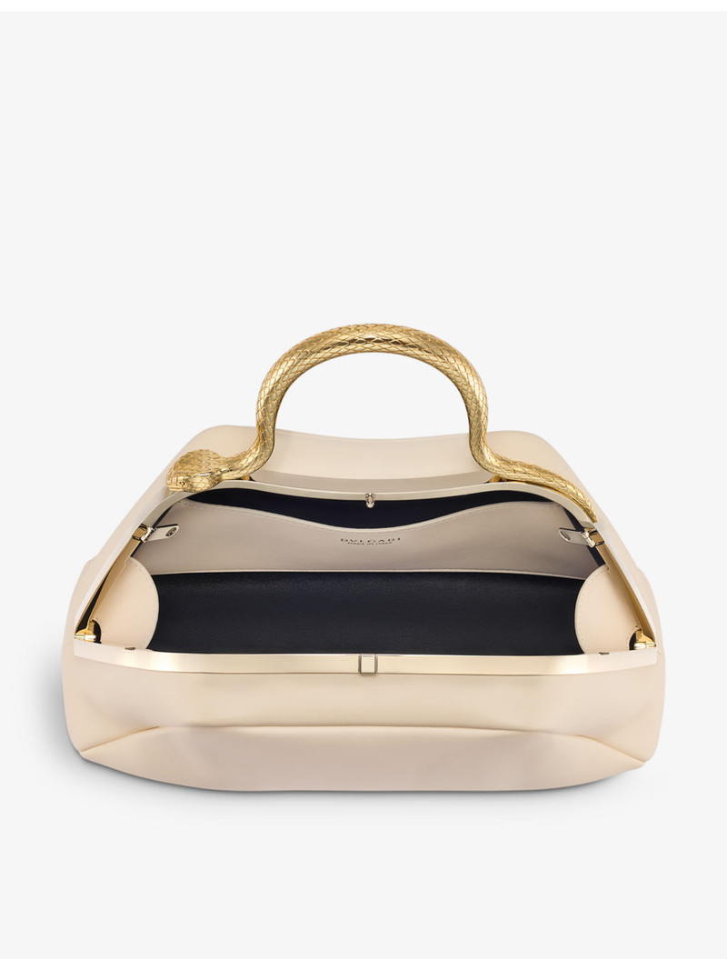 Serpentine leather top-handle bag 5