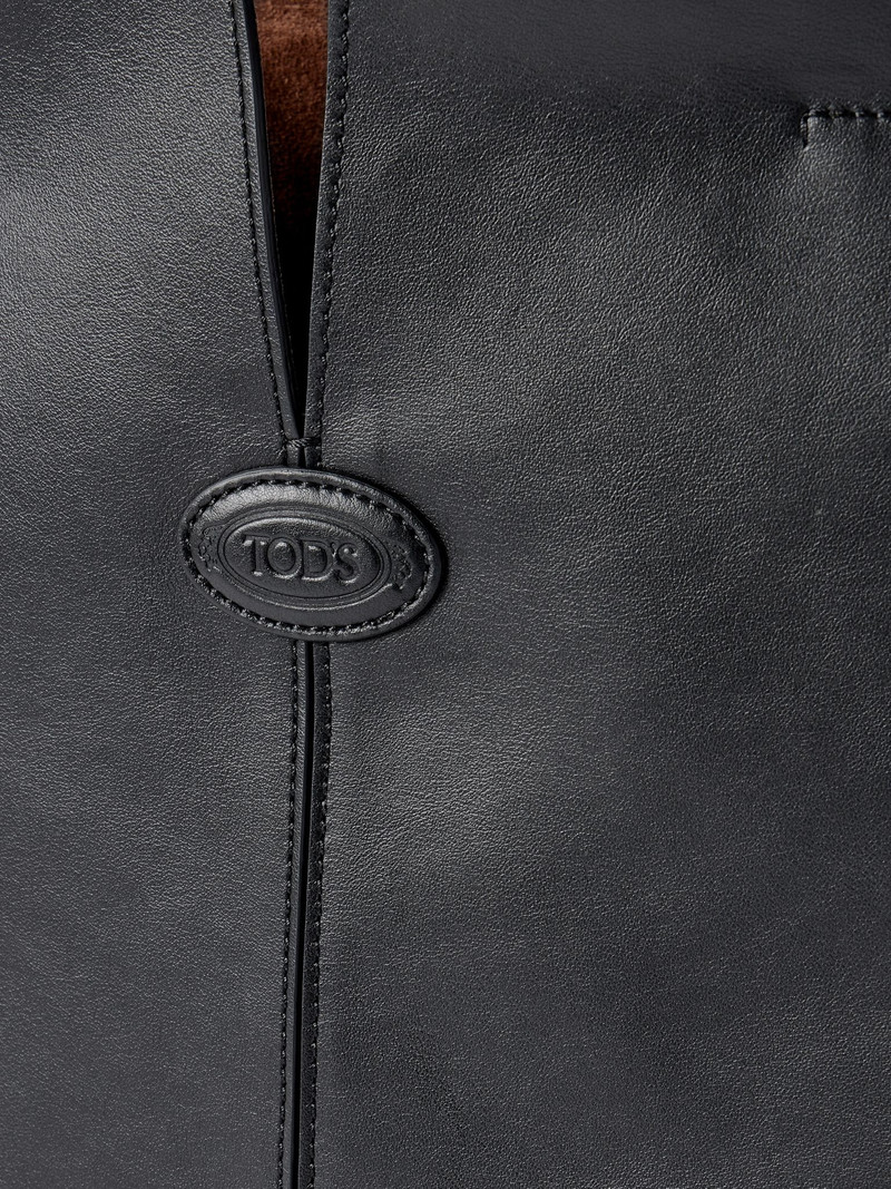 Di Bag Folio small embossed leather tote Black 3