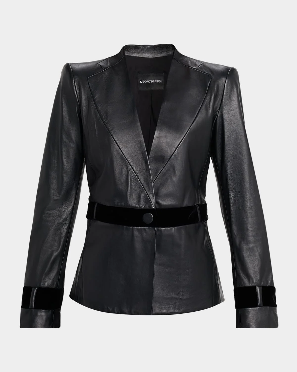 Single-Button Leather Jacket - 1