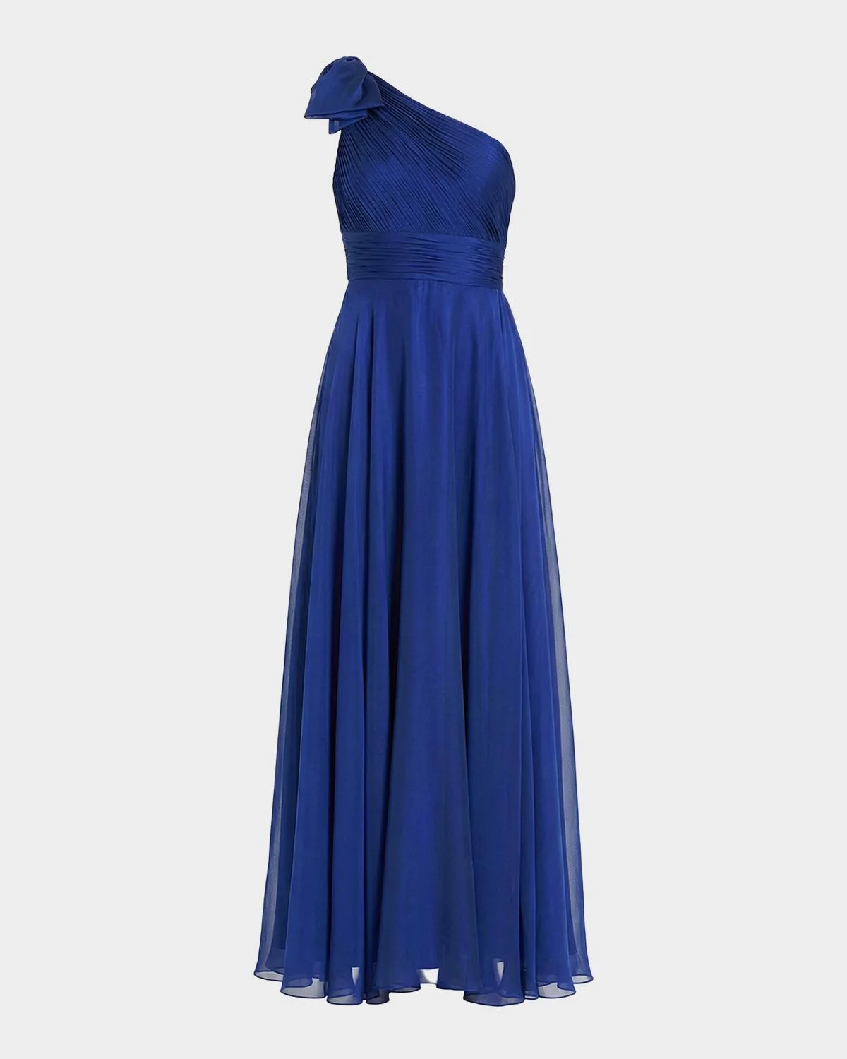Pleated One-Shoulder Gown - 1