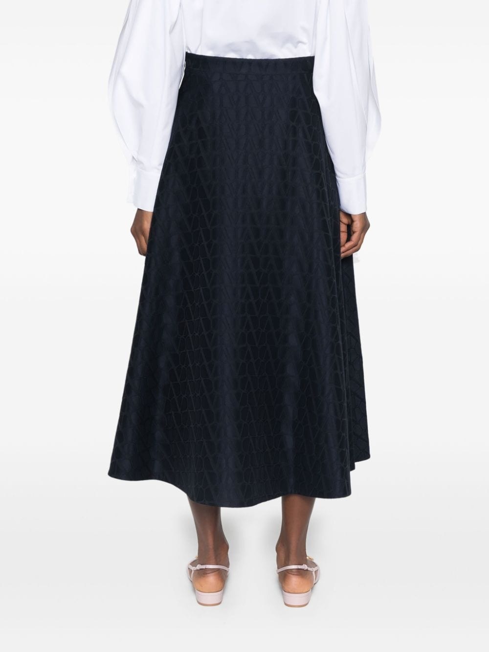 logo-jacquard midi skirt - 4