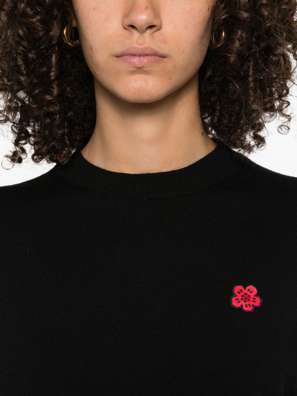 flower-embroidered wool sweater - 5