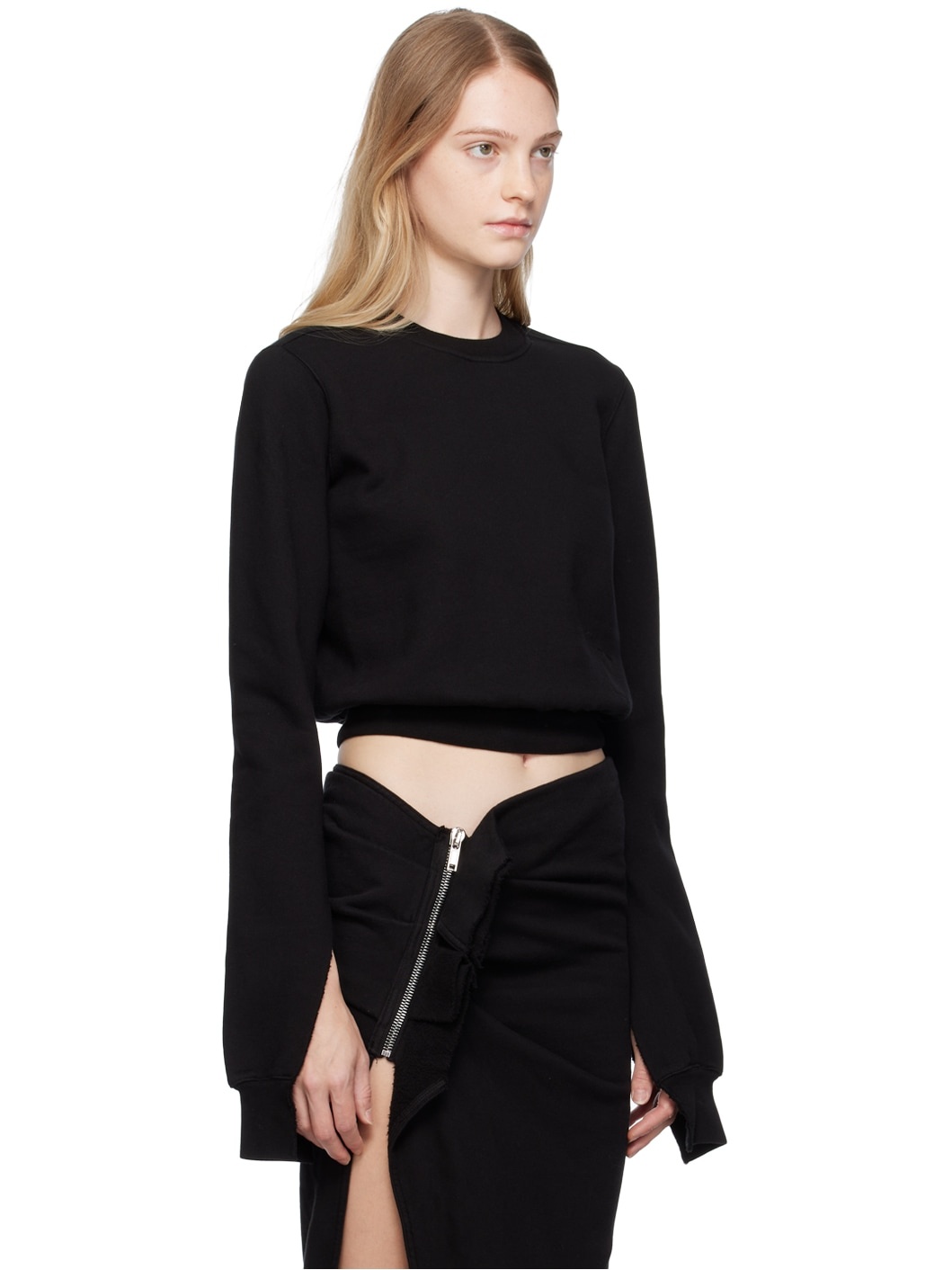 Black Raw Edge Sweatshirt - 2