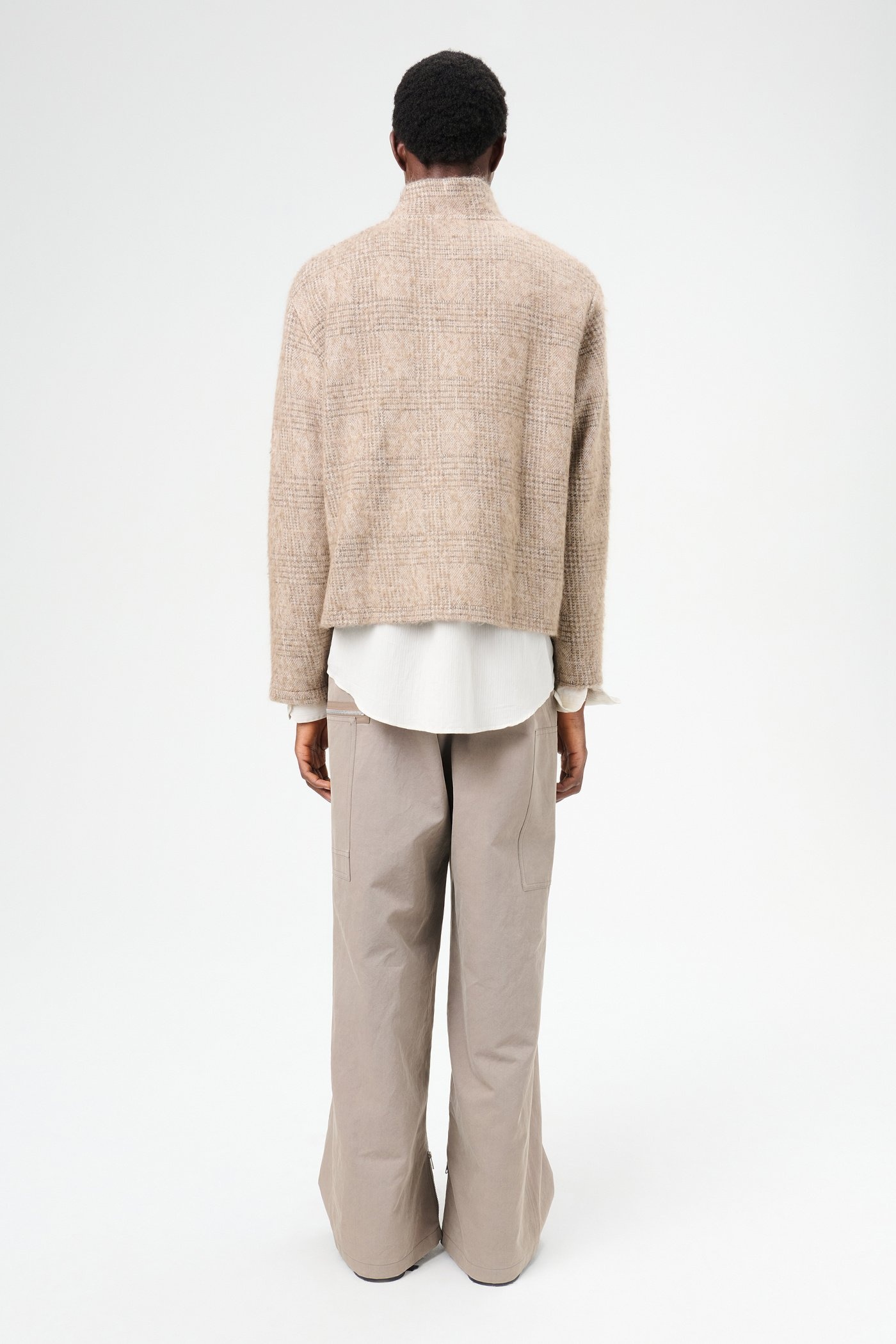 Shrunken Fullzip Polo Beige Hound Check - 6